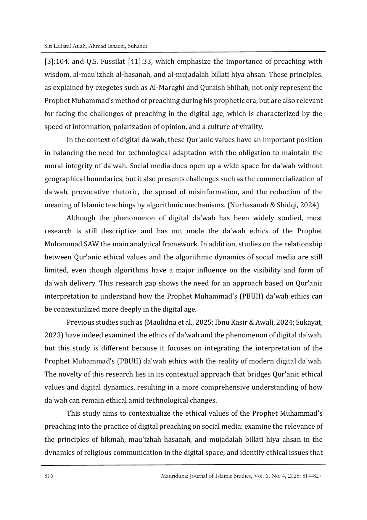 JURIS Contextualization of the Ethics of the Prophet Muhammad s Preaching from the Perspective of Qur ani Interpretation in the Digital Age