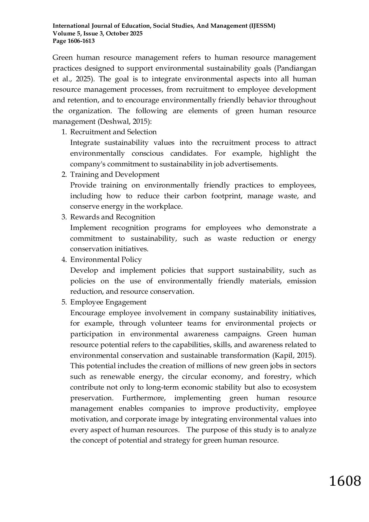 JURIS Analysis of Potential and Strategy for Green Human Resource
