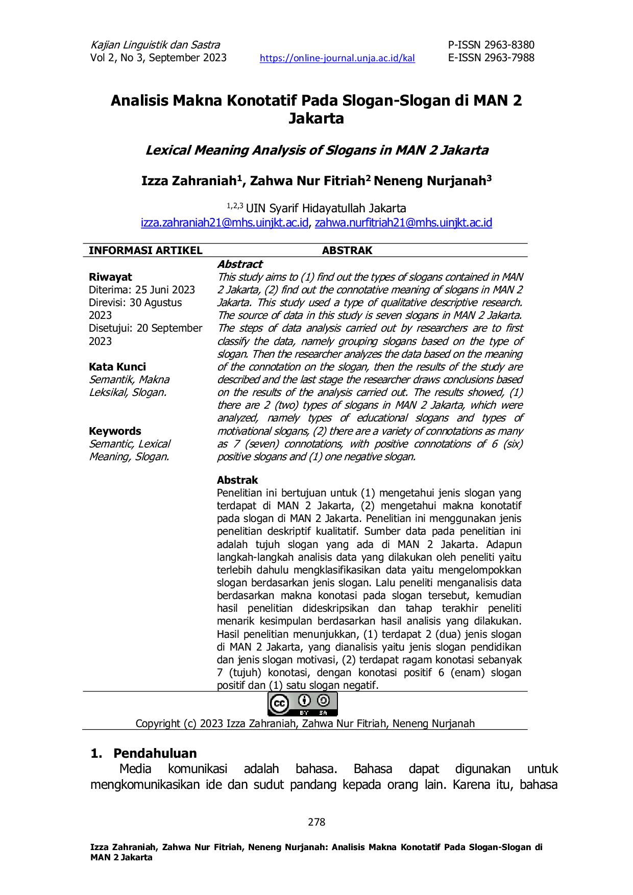 JURIS Analisis Makna Konotatif Pada Slogan Slogan di MAN 2 Jakarta