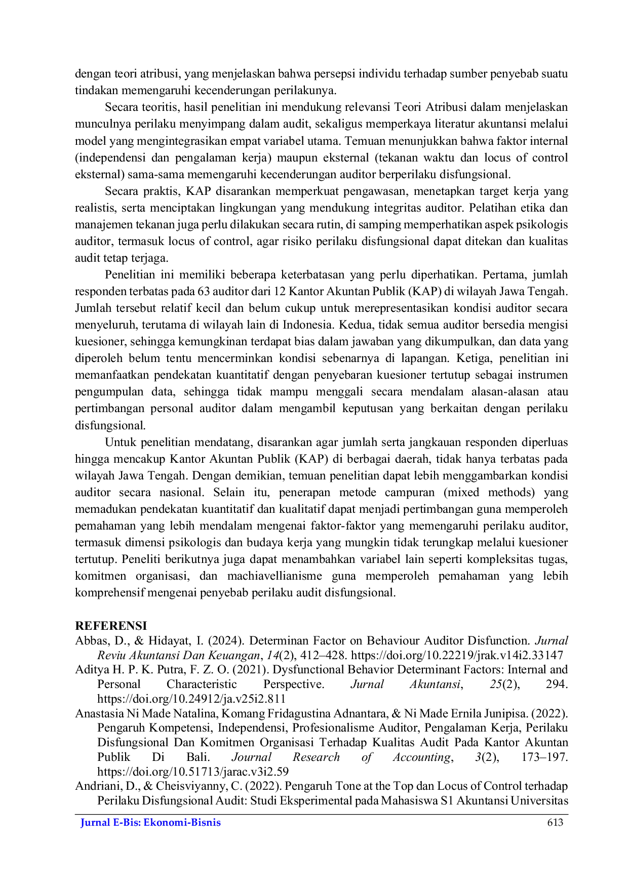 JURIS Perilaku Disfungsional Audit Pada Kantor Akuntan Publik di Jawa Tengah