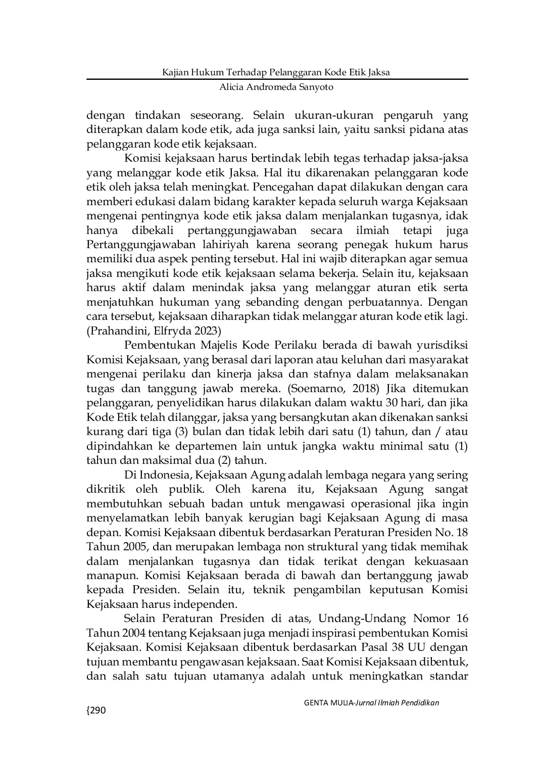 JURIS Kajian Hukum Terhadap Pelanggaran Kode Etik Jaksa Dalam Tindak Pidana Korupsi