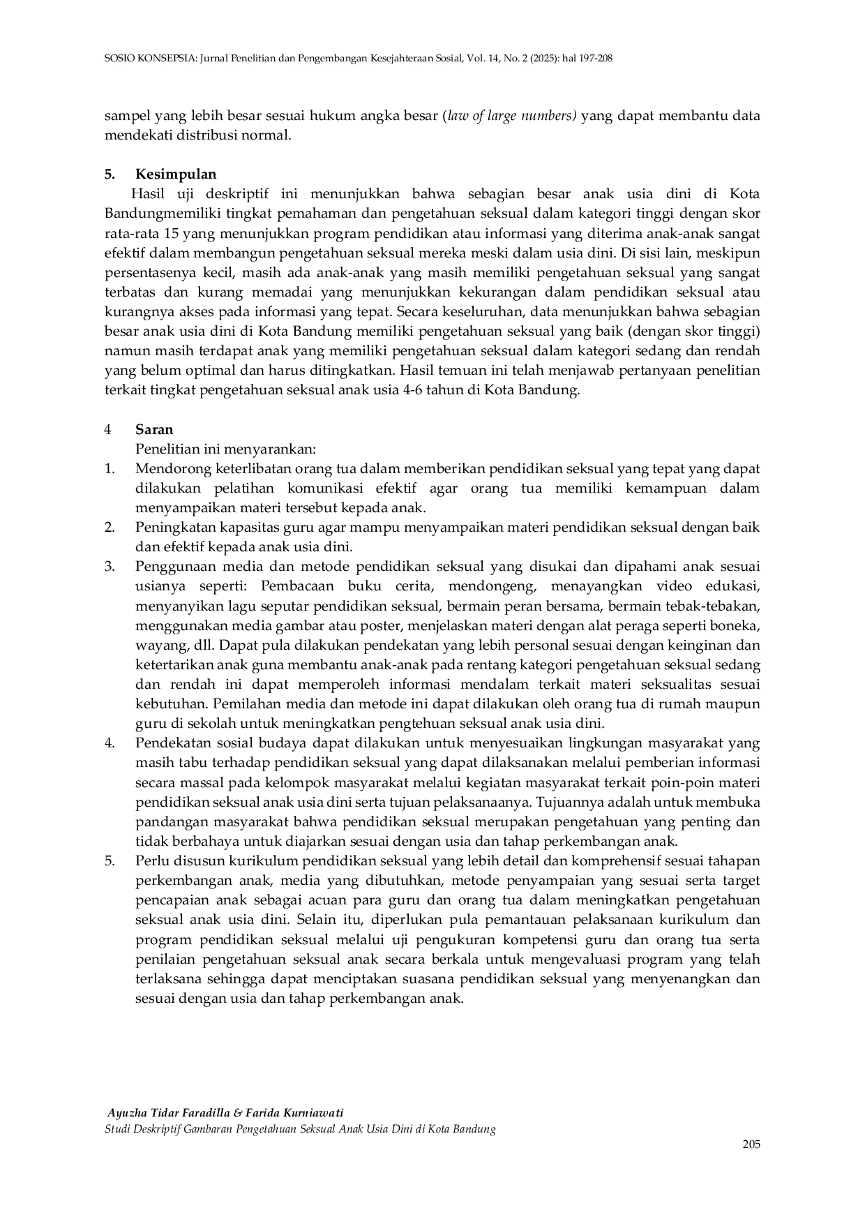 JURIS Studi Deskriptif Gambaran Pengetahuan Seksual Anak Usia Dini di Kota Bandung