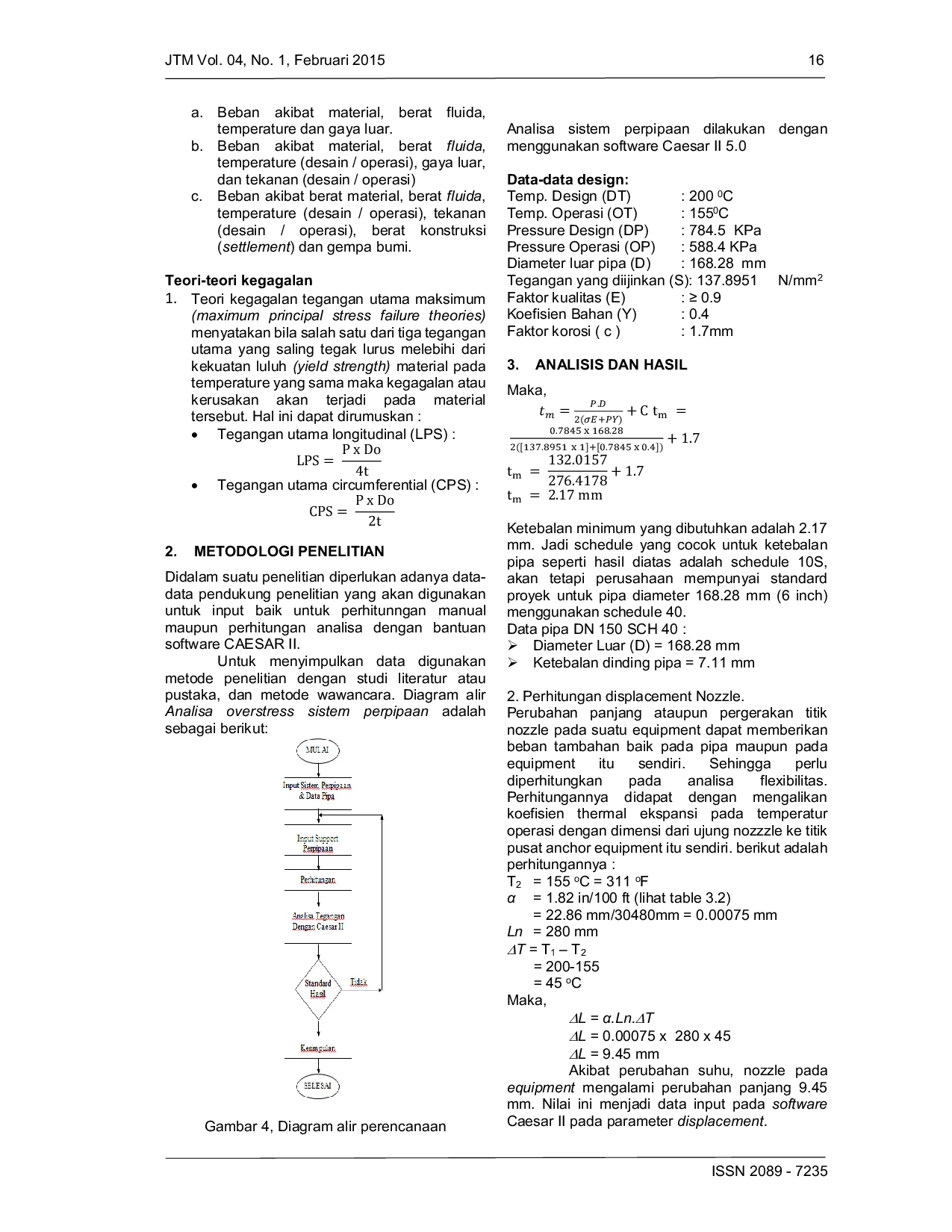JURIS Analisa Tegangan Pipa Steam Low Condensate Diameter 6 Pada Pt Ikpt