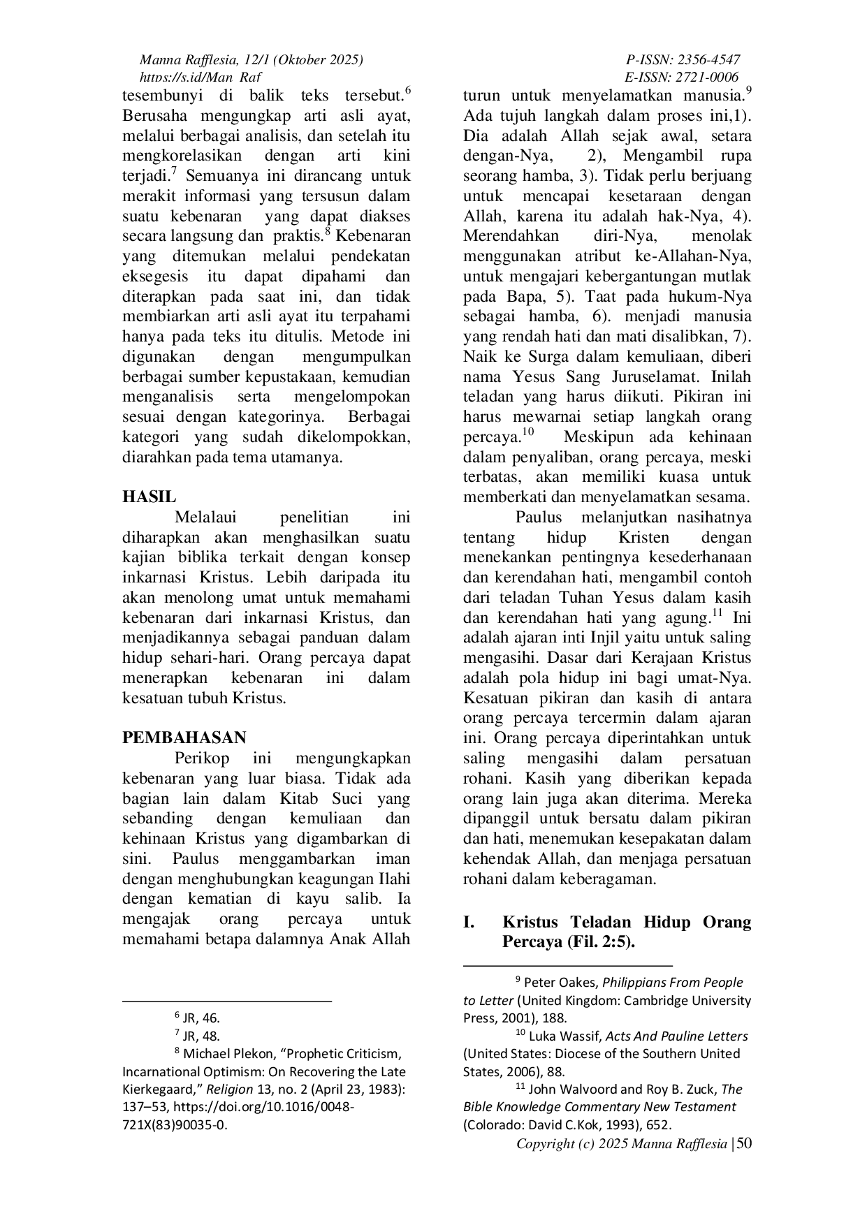 JURIS INKARNASI KRISTUS SEBAGAI POLA HIDUP ORANG PERCAYA MENURUT FILIPI 2 5 8