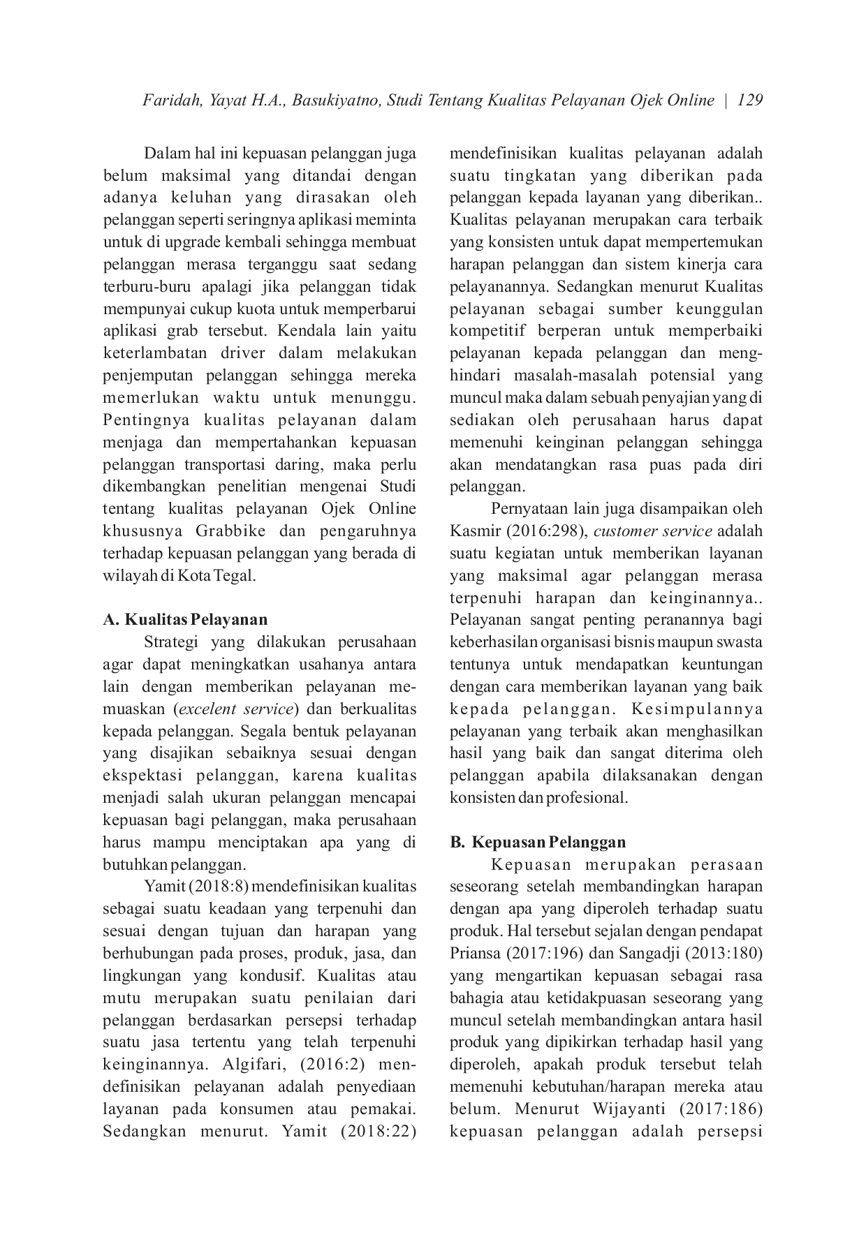 JURIS Studi Tentang Kualitas Pelayanan Ojek Online Ojol Grabbike dan Pengaruhnya Terhadap Kepuasan Pelanggan di Kota Tegal