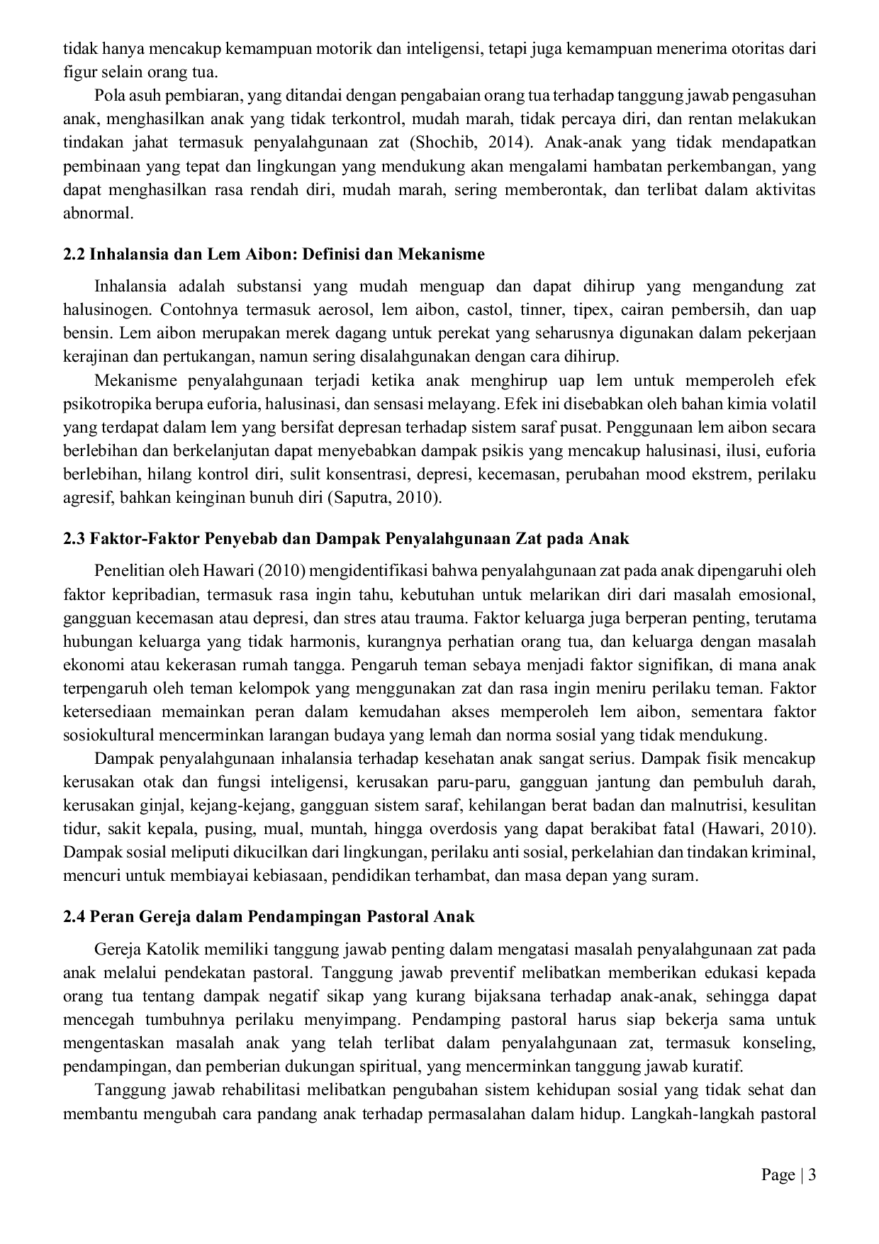 JURIS Penyalahgunaan Lem Aibon Pada Anak Analisis Faktor Penyebab Dan Strategi Pendampingan Pastoral Komprehensif Di Kelurahan Kamundu Kabupaten Merauke