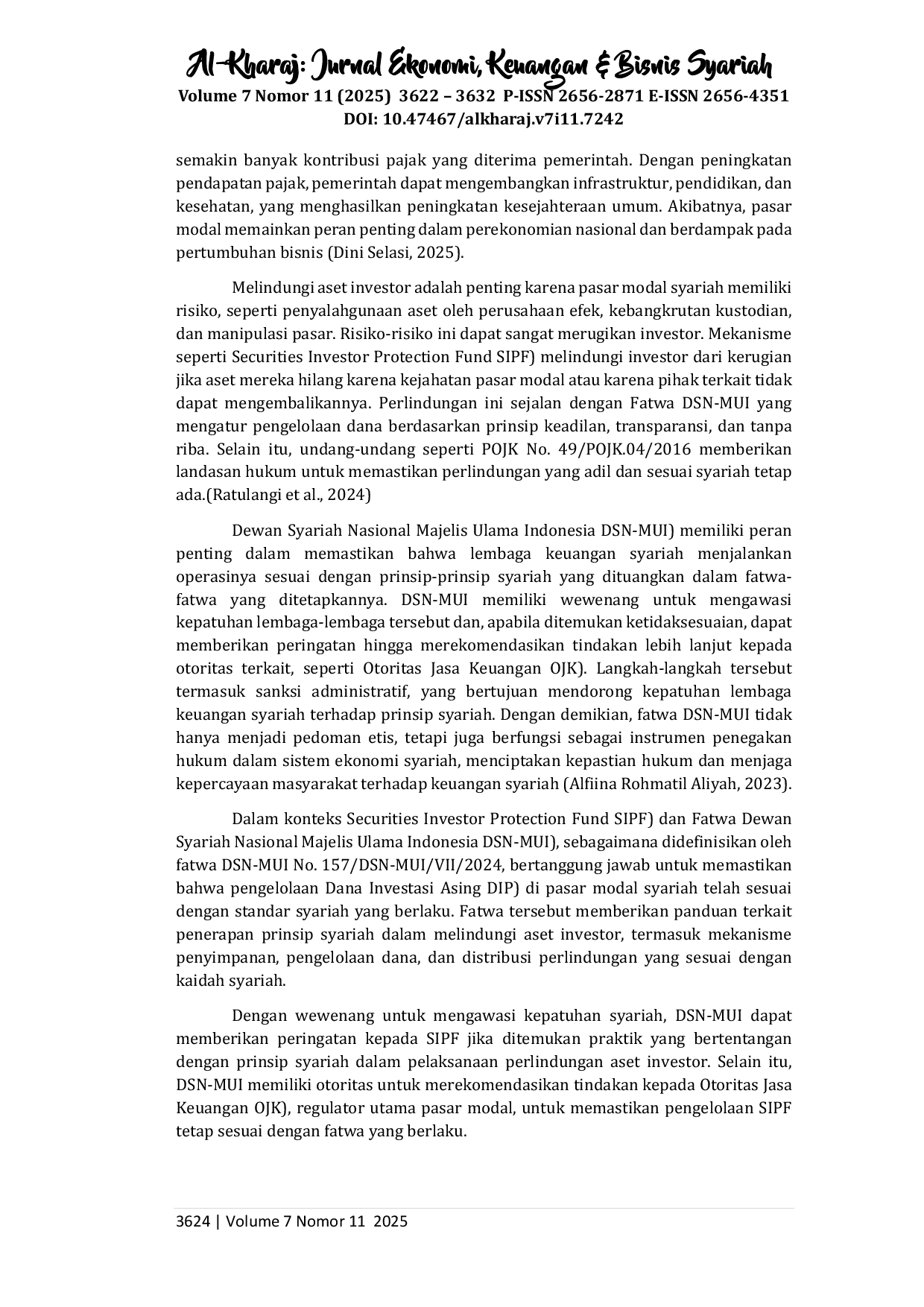 juris Implementasi Fatwa DSN MUI dalam Perlindungan Aset Investor di Pasar Modal Syariah Analisis Prinsip Syariah dan Kaidah Fiqih PSada Mekanisme Dana Perlindungan Pemodal DPP
