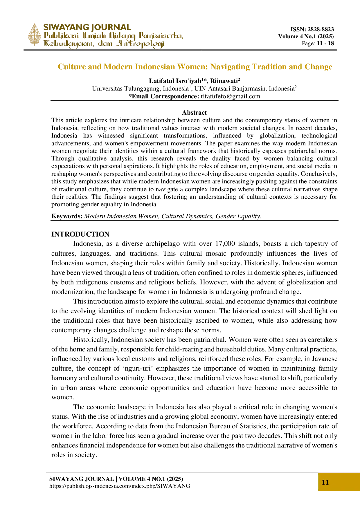 JURIS Culture and Modern Indonesian Women Navigating Tradition and Change