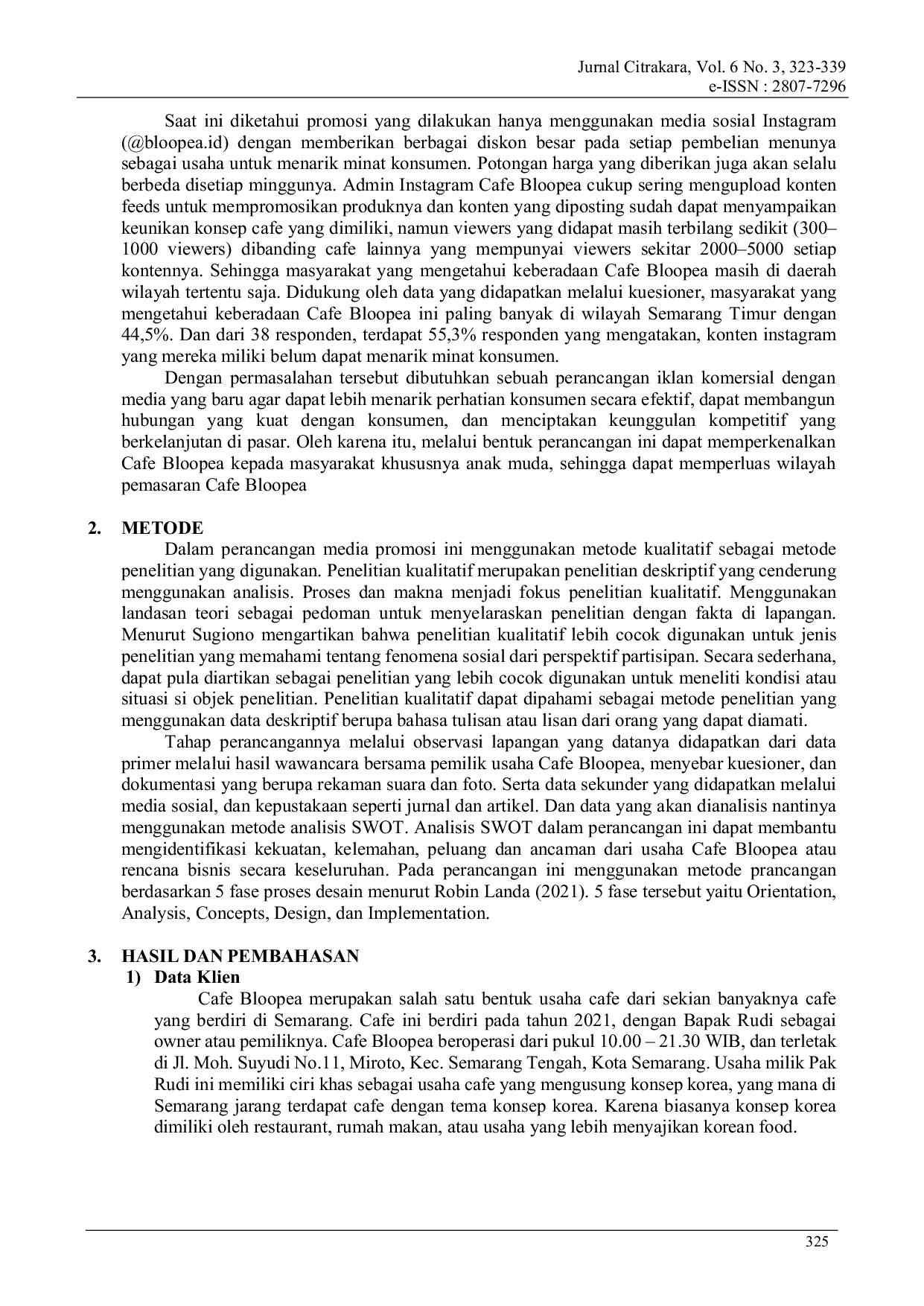 JURIS Perancangan Iklan Komersial Cafe Bloopea untuk Memperluas Pasar di Kota Semarang