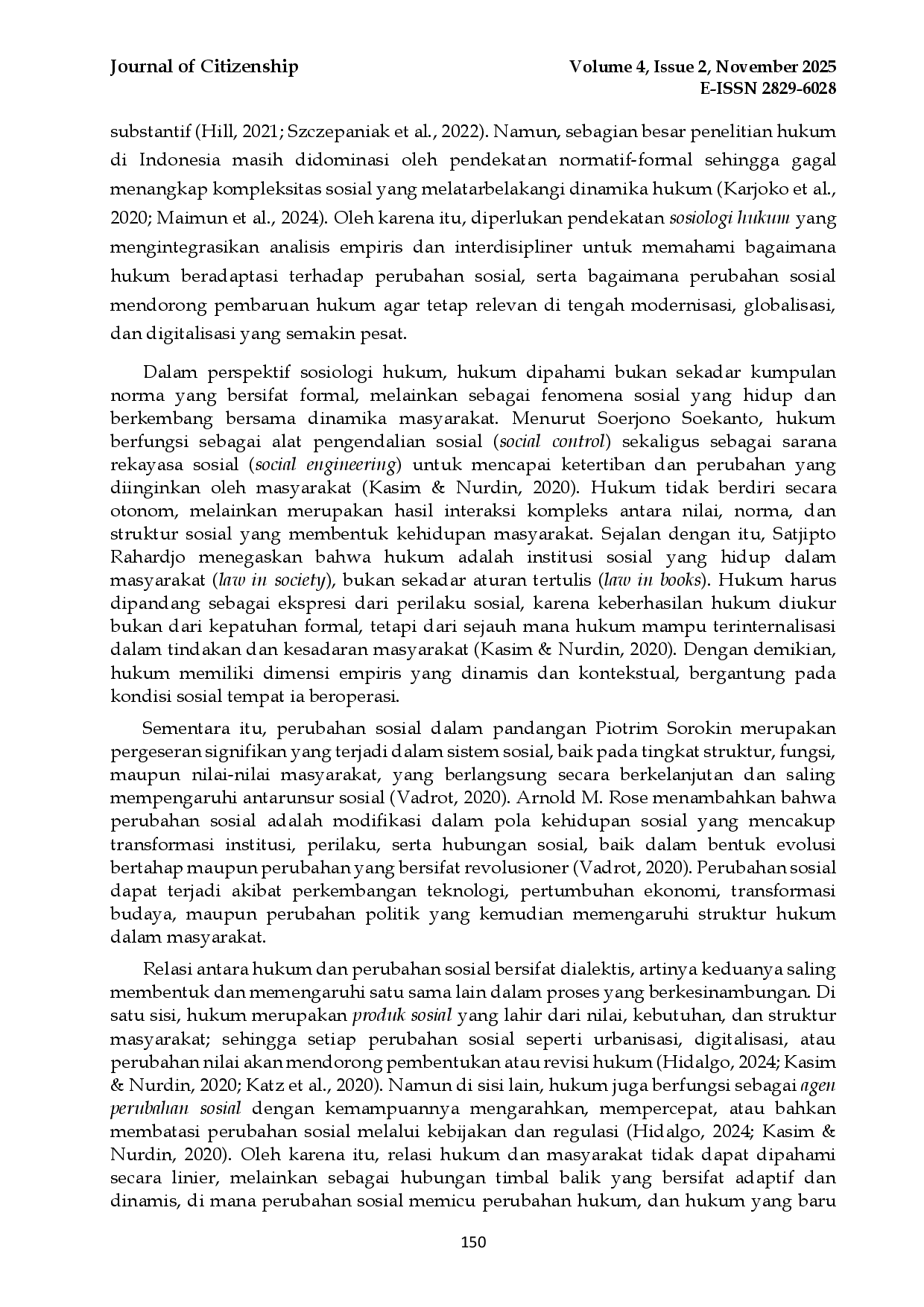 juris Transformasi Sosial dan Adaptasi Hukum Analisis Sosiologis atas Dinamika Hubungan Hukum dan Perubahan Sosial di Indonesia