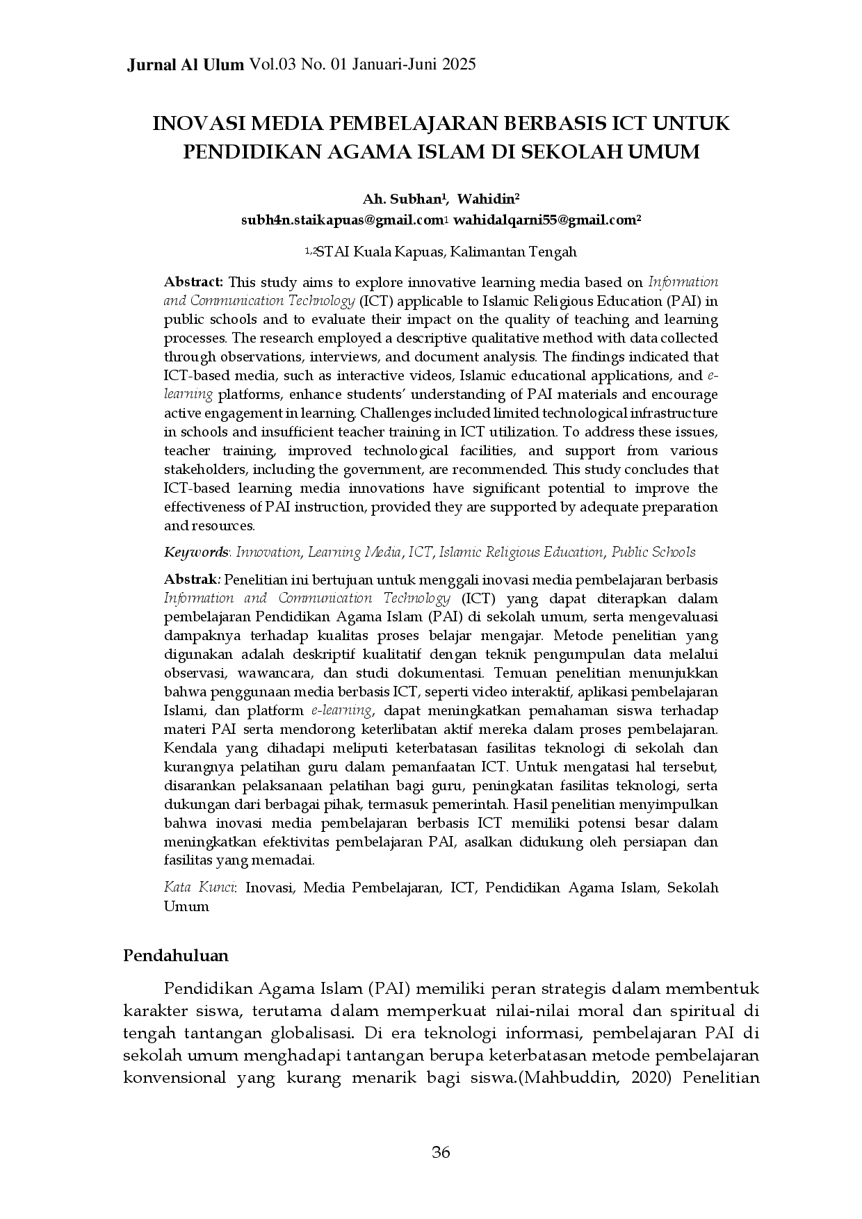 juris INOVASI MEDIA PEMBELAJARAN BERBASIS ICT UNTUK PENDIDIKAN AGAMA ISLAM DI SEKOLAH UMUM Inovasi Media Pembelajaran ICT Pendidikan Agama Islam Sekolah Umum