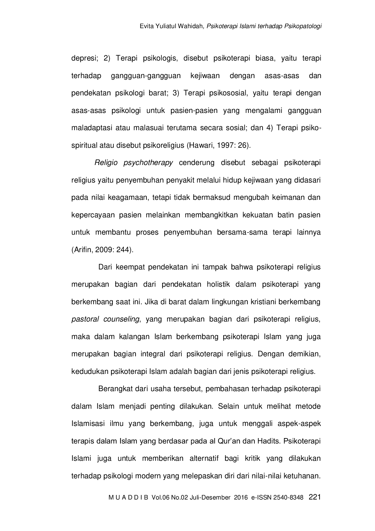 JURIS PSIKOTERAPI ISLAMI TERHADAP PSIKOPATOLOGI Perspektif Psikologi Pendidikan Islam