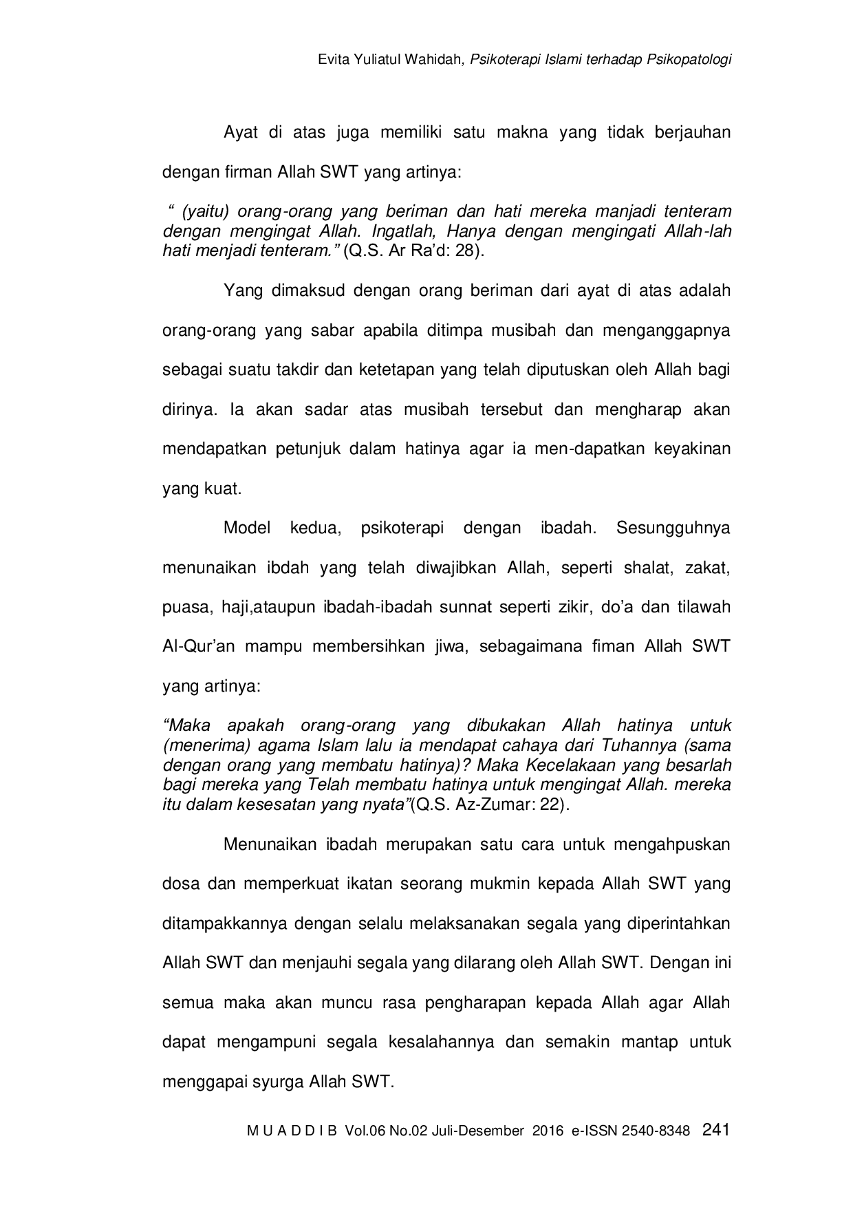 JURIS PSIKOTERAPI ISLAMI TERHADAP PSIKOPATOLOGI Perspektif Psikologi Pendidikan Islam