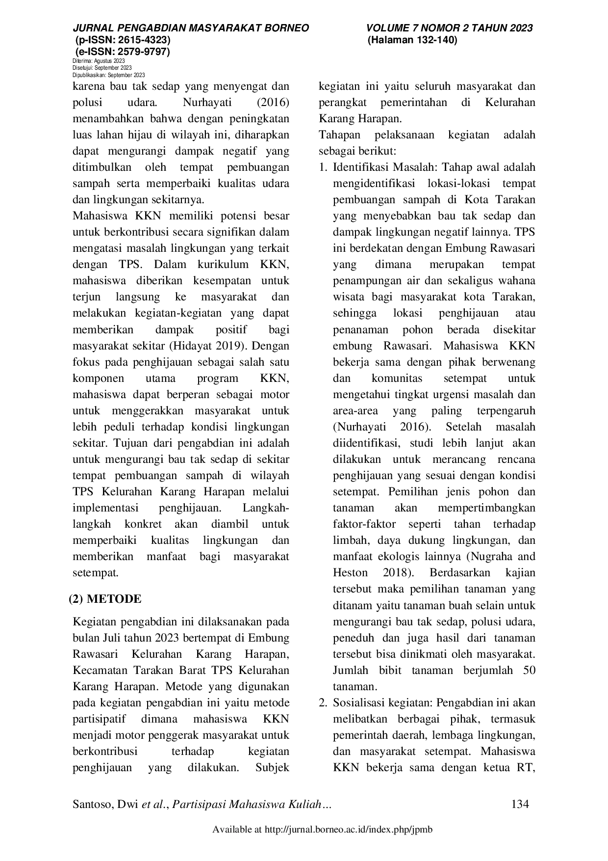 JURIS Partisipasi Mahasiswa Kuliah Kerja Nyata Dalam Mewujudkan Lingkungan Hijau Yang Bebas Bau TPS Peran Penghijauan Dalam Pengelolaan Sampah Yang Berkelanjutan