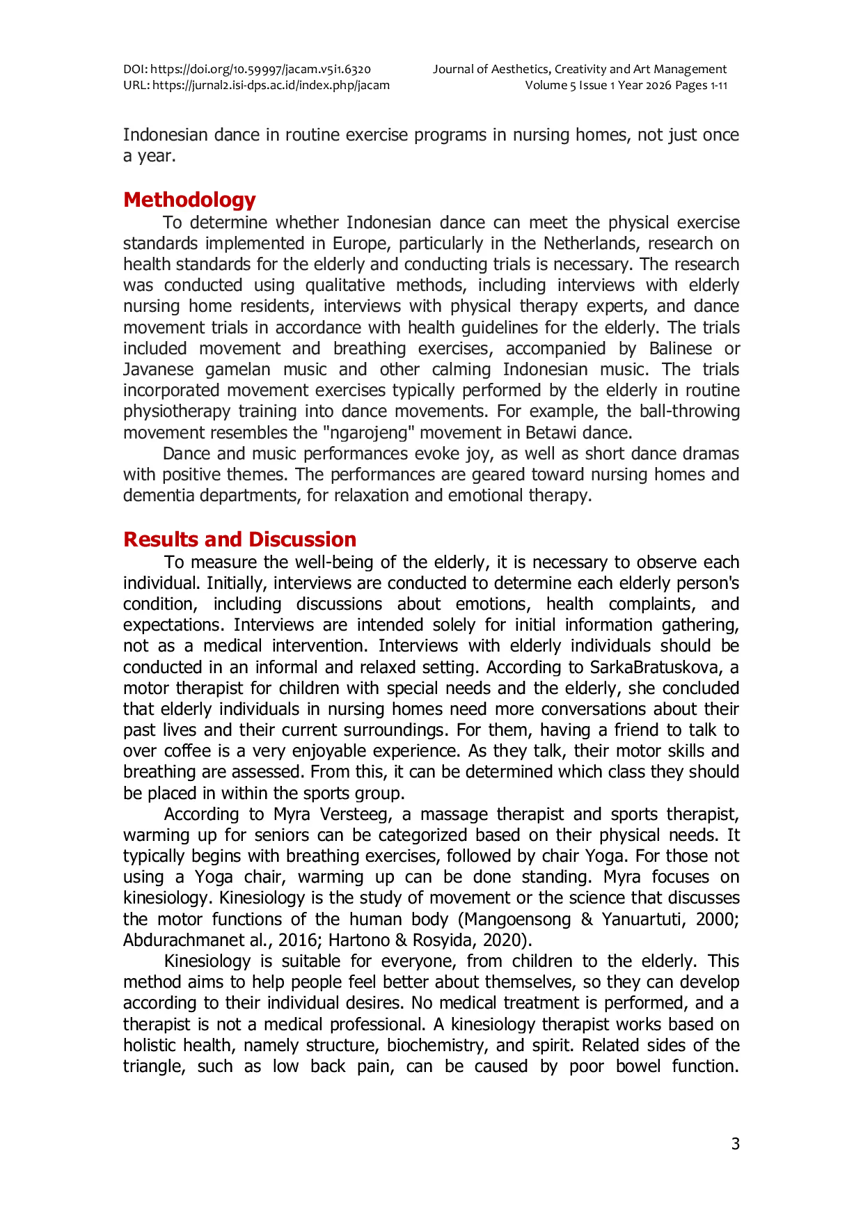 JURIS The Role of Indonesian Dance as a Therapy Mediumin Nursing Homes in Europe