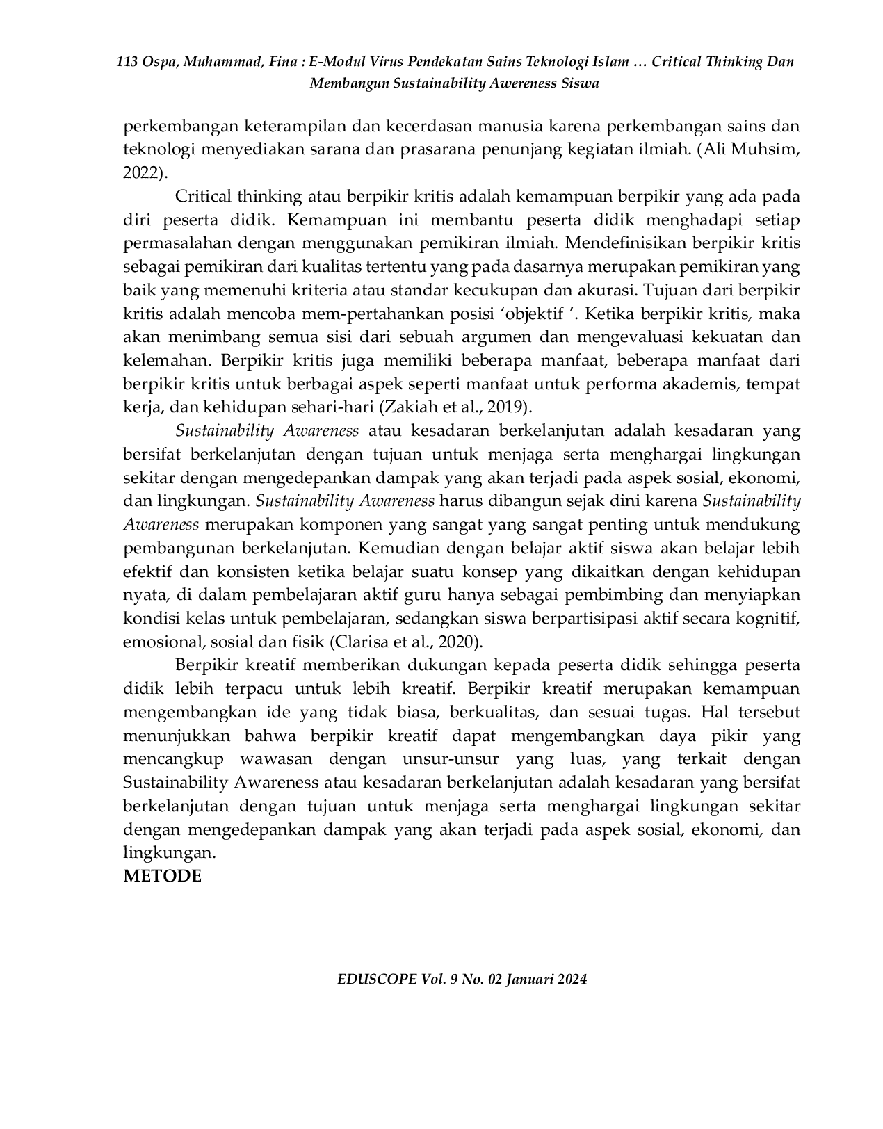 JURIS E Modul Virus Pendekatan Sains Teknologi Islam Untuk Meningkatkan Critical Thinking Dan Membangun Sustainability Awereness Siswa