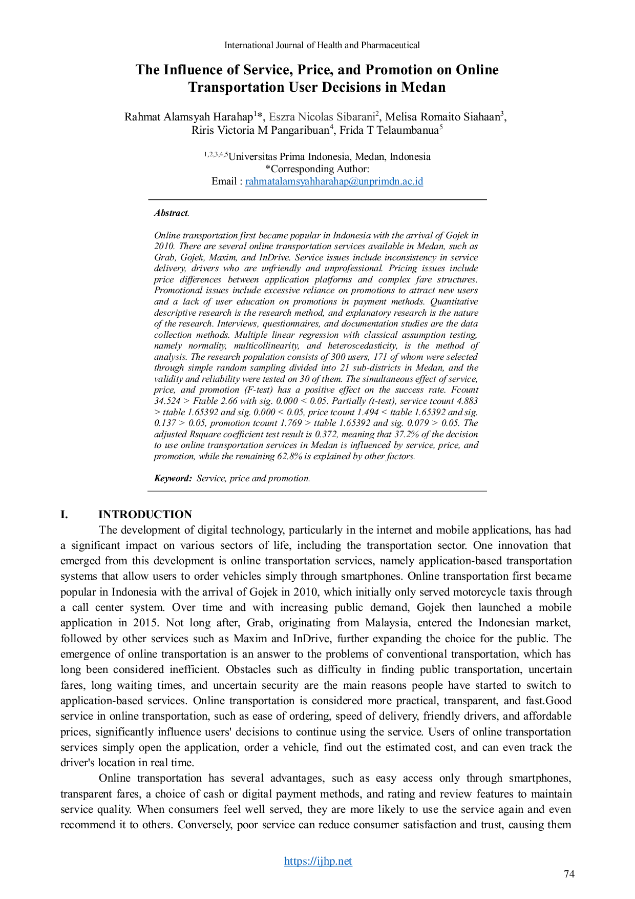 JURIS The Influence of Service Price and Promotion on Online Transportation User Decisions in Medan