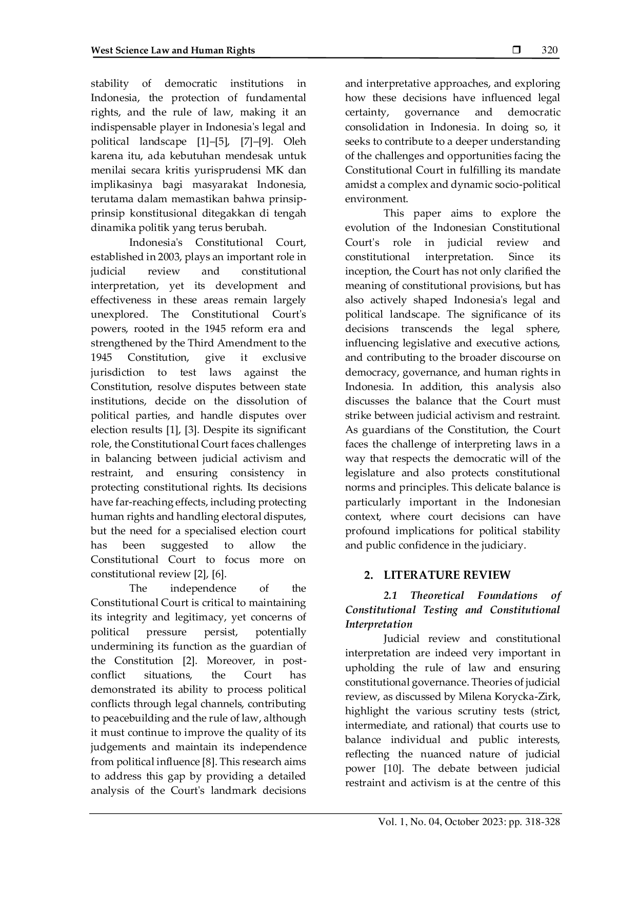 JURIS Judicial Review and Constitutional Interpretation The Development of the Role of the Indonesian Constitutional Court