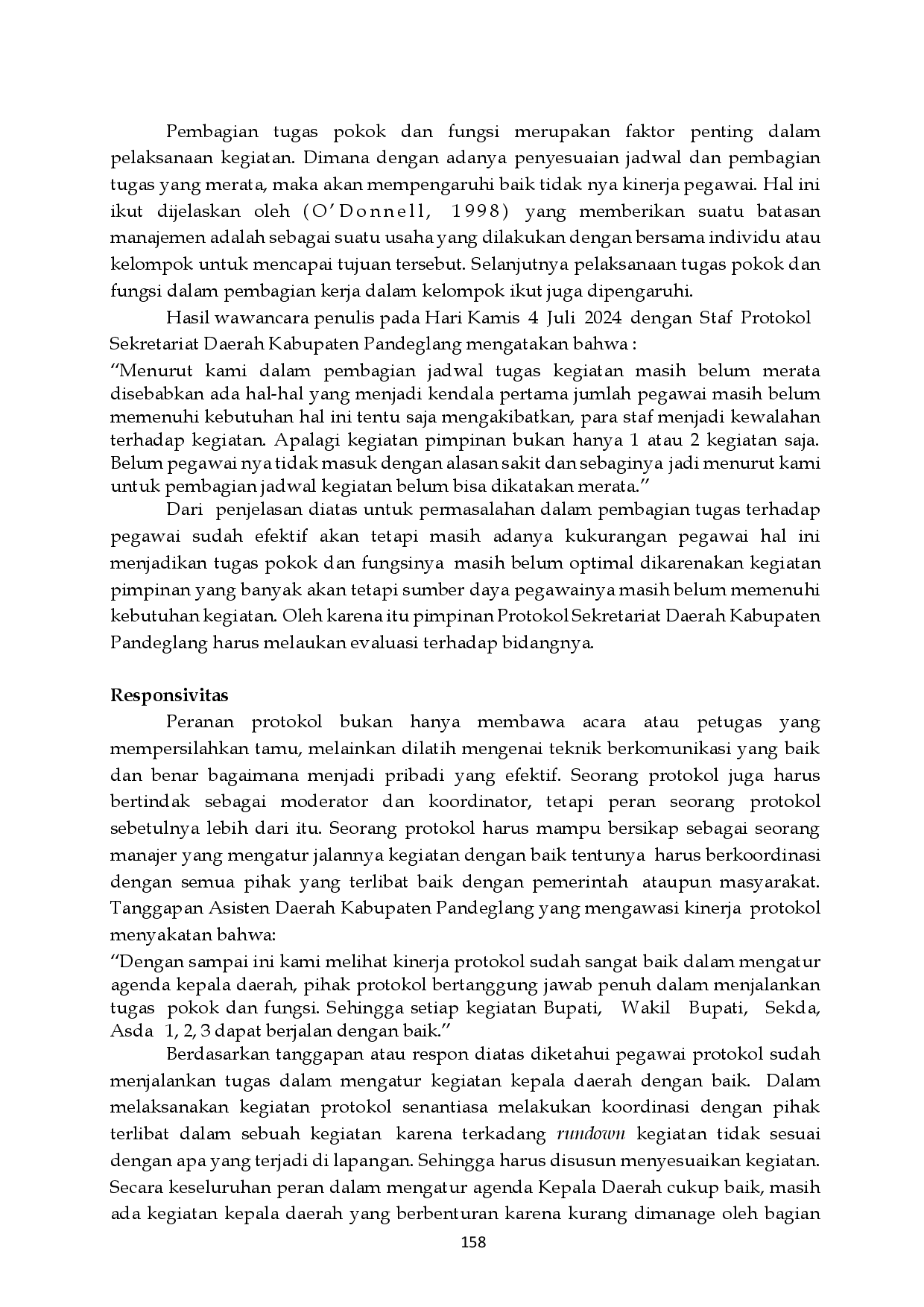 juris Evaluasi Kebijakan Tugas Pokok Dan Fungsi Bagian Protokol Sekretariat Daerah Kabupaten Pandeglang