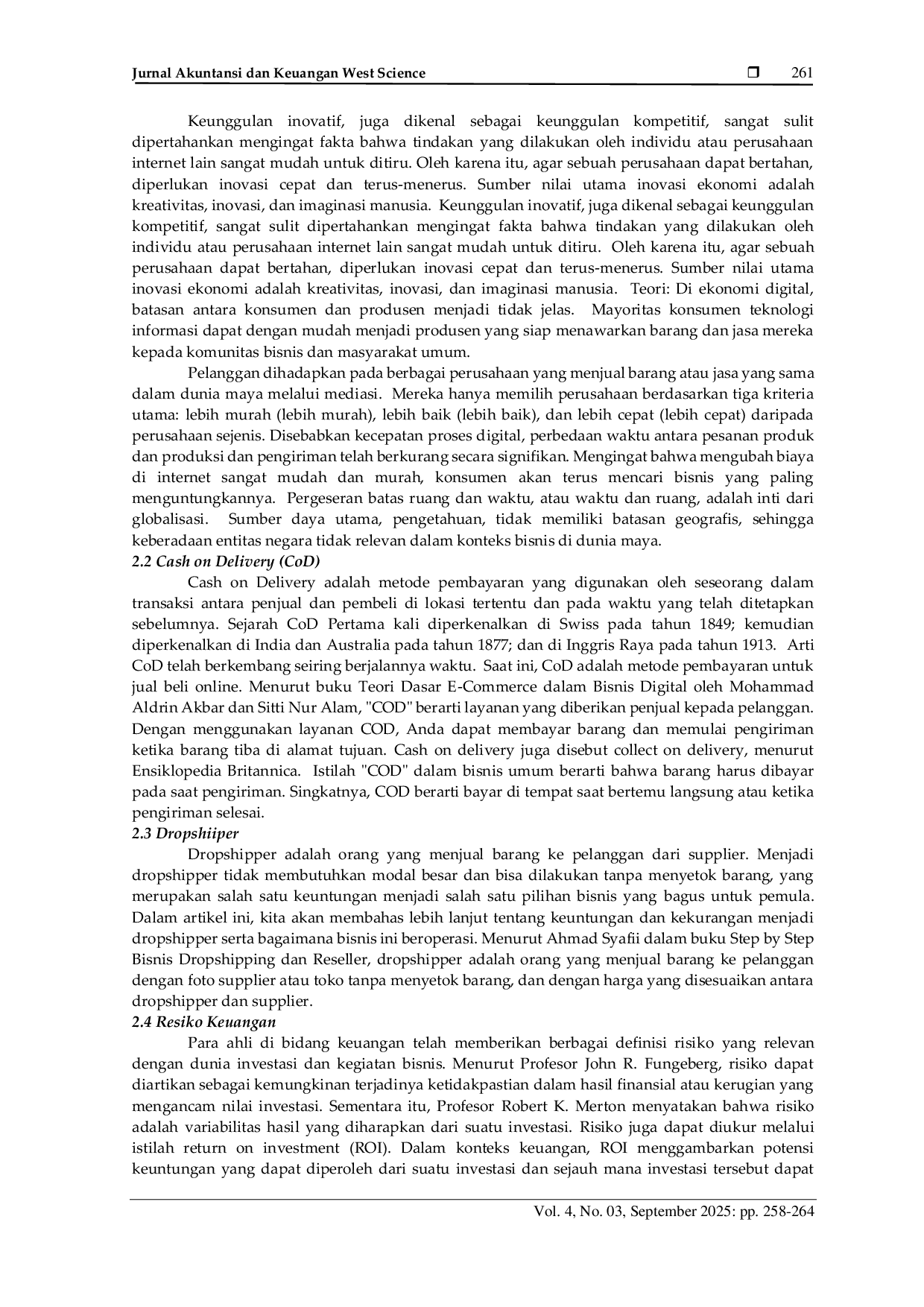 JURIS Analisis Resiko Keuangan Dalam Transaksi Sistem Pembayaran Cash On Delivery COD Pada Bisnis Dropshipper