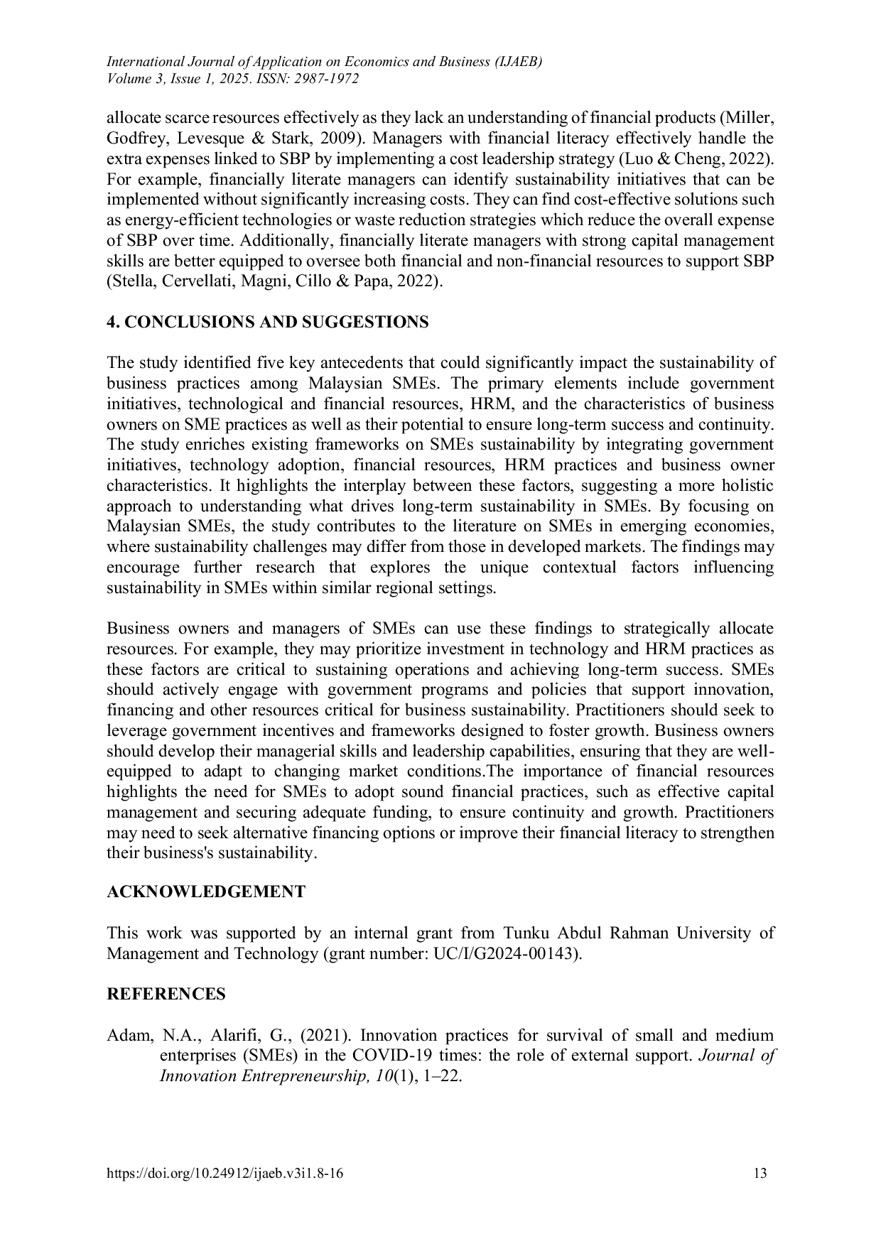 JURIS A Conceptual Framework for Identifying Sustainable Business Practices of Malaysian Small and Medium Enterprises Smes