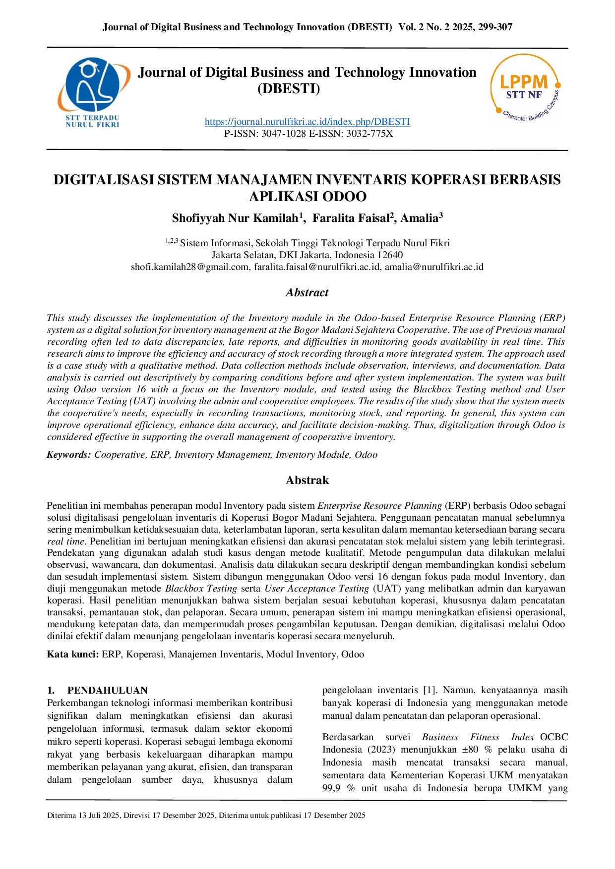 JURIS Digitalisasi Sistem Manajamen Inventaris Koperasi Berbasis Aplikasi Odoo