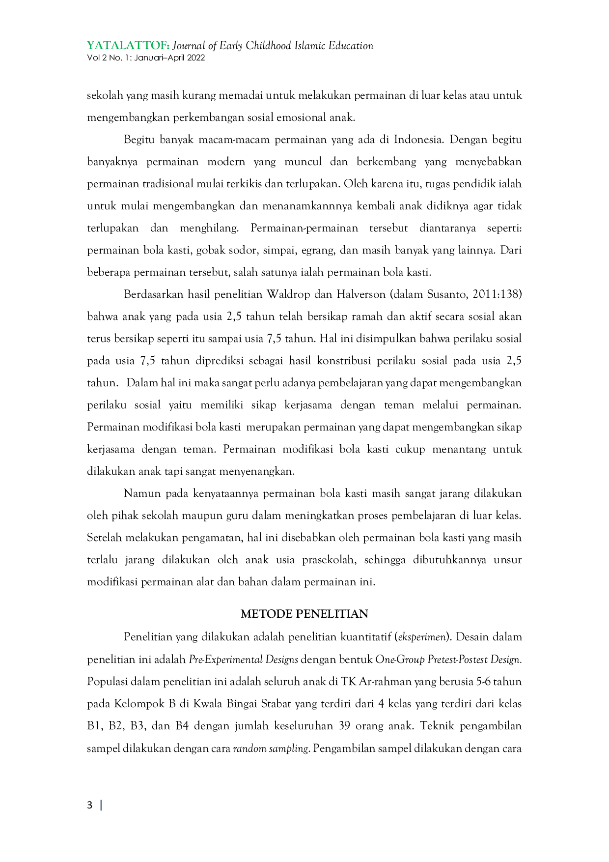 JURIS Pengaruh Permainan Modifikasi Bola Kasti Terhadap Perkembangan Sosial Emosional Anak Usia 5 6 Tahun