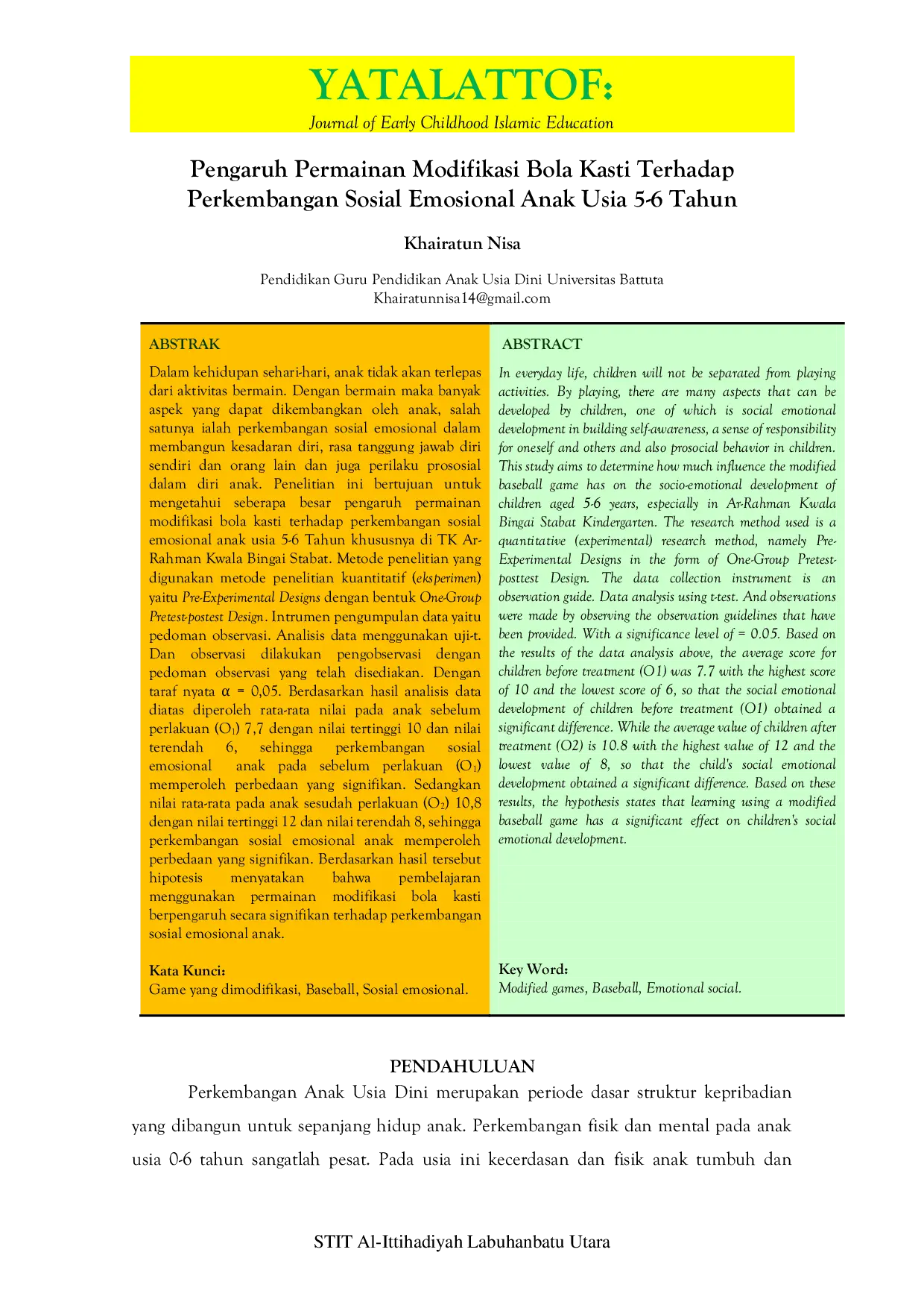 JURIS Pengaruh Permainan Modifikasi Bola Kasti Terhadap Perkembangan Sosial Emosional Anak Usia 5 6 Tahun