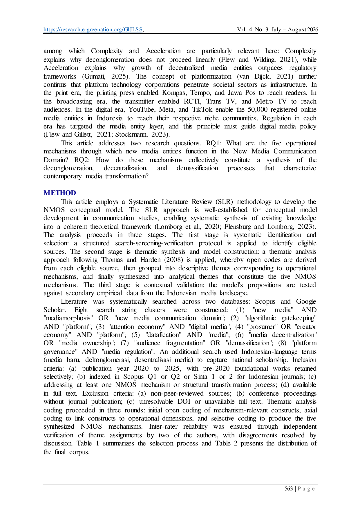 JURIS The New Media Operating System NMOS A Synthesis Model of Deconglomeration Decentralization and Demassification in the New Media Communication Domain