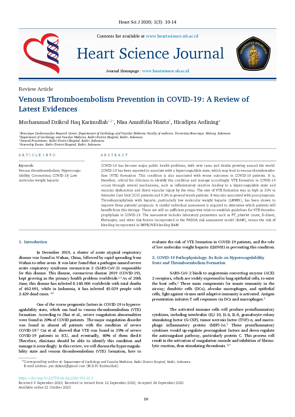 juris Venous Thromboembolism Prevention in COVID 19 A Review of Latest Evidences