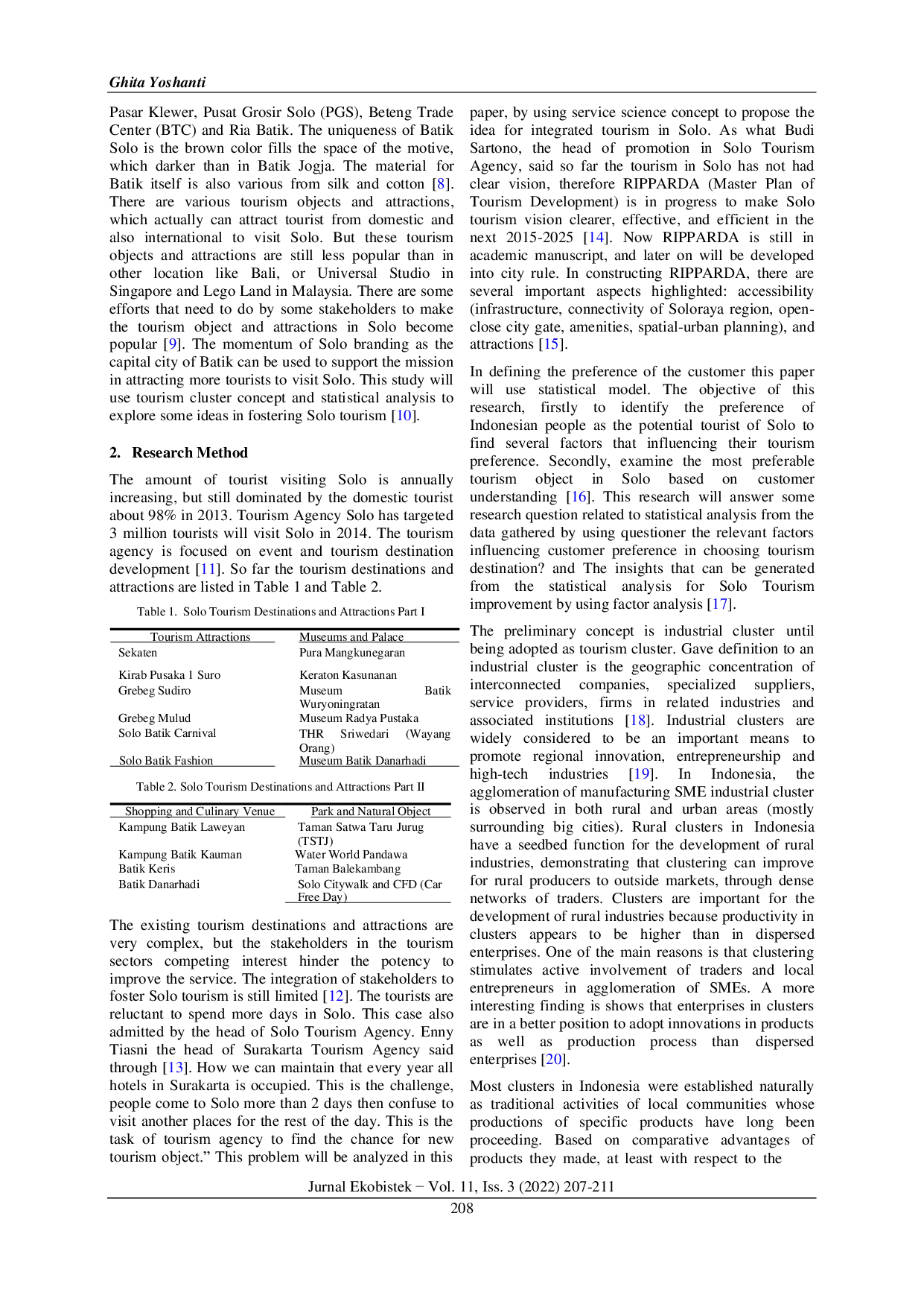 JURIS Tourists Preference Identification in Solo Tourism Destinations A Study of Statistical Factor Analysis
