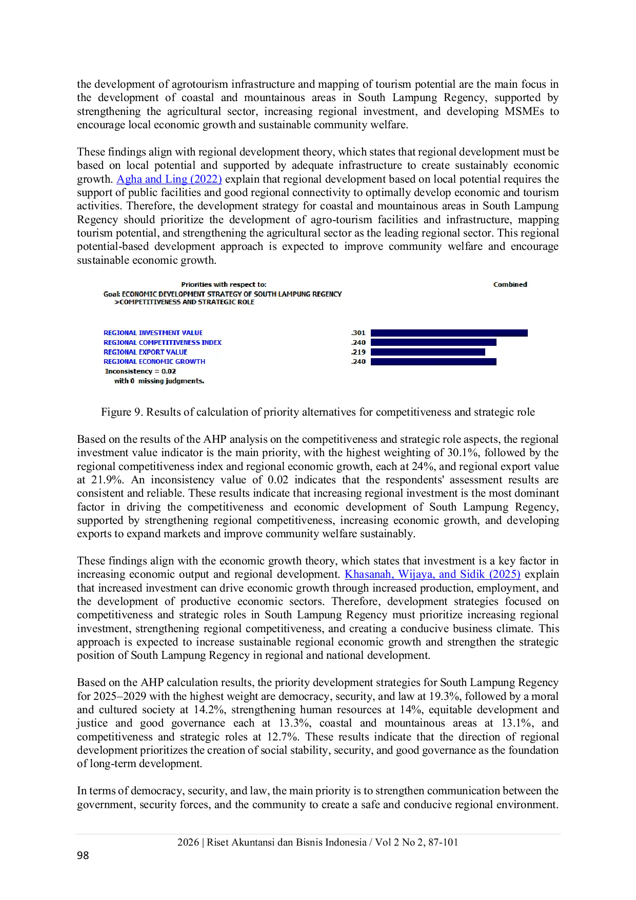 JURIS Economic Development Strategy of South Lampung Regency Using the Analytical Hierarchy Process Method