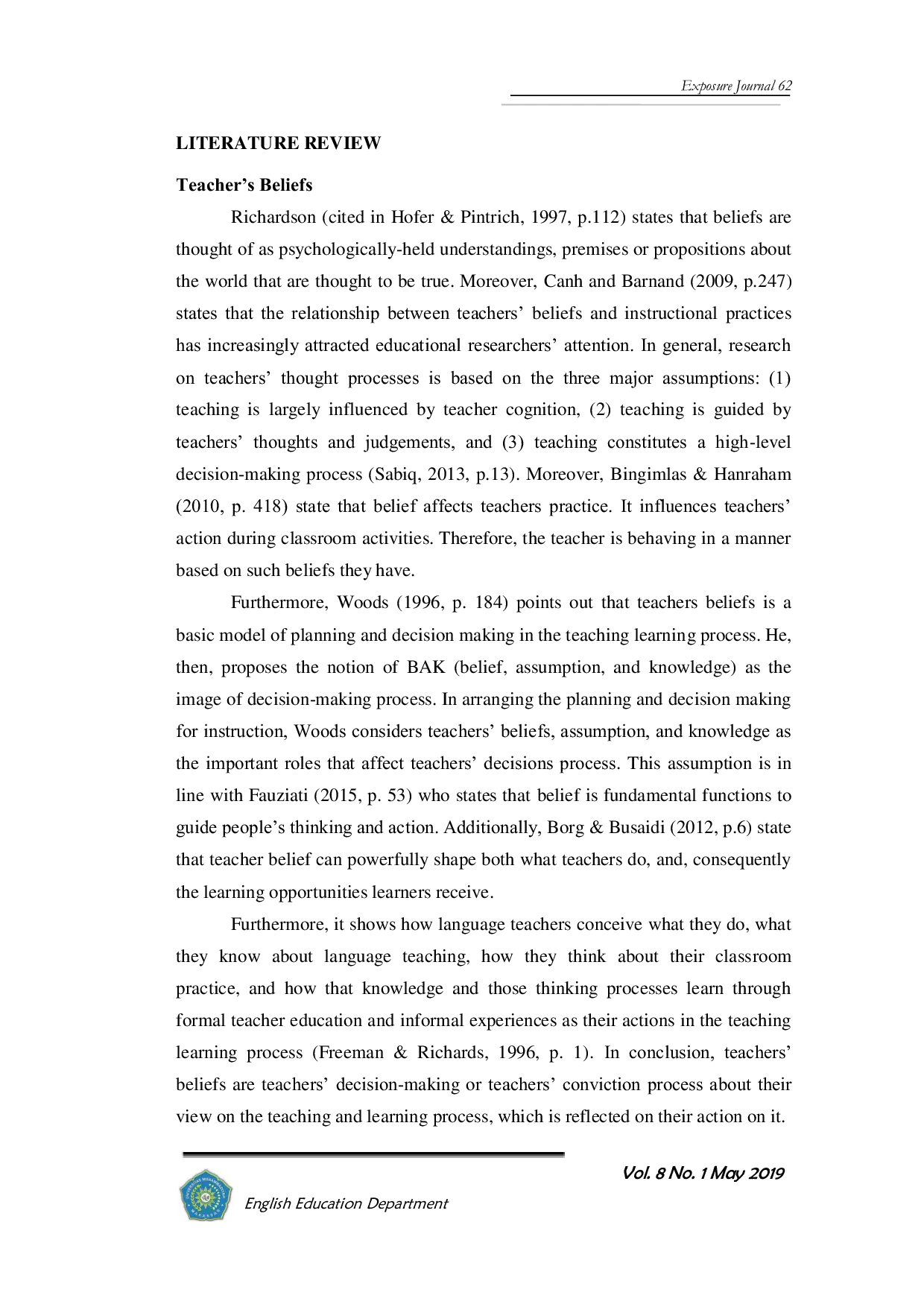 JURIS Teachers Beliefs on Multiple Intelligence Based English Teaching for Young Learners