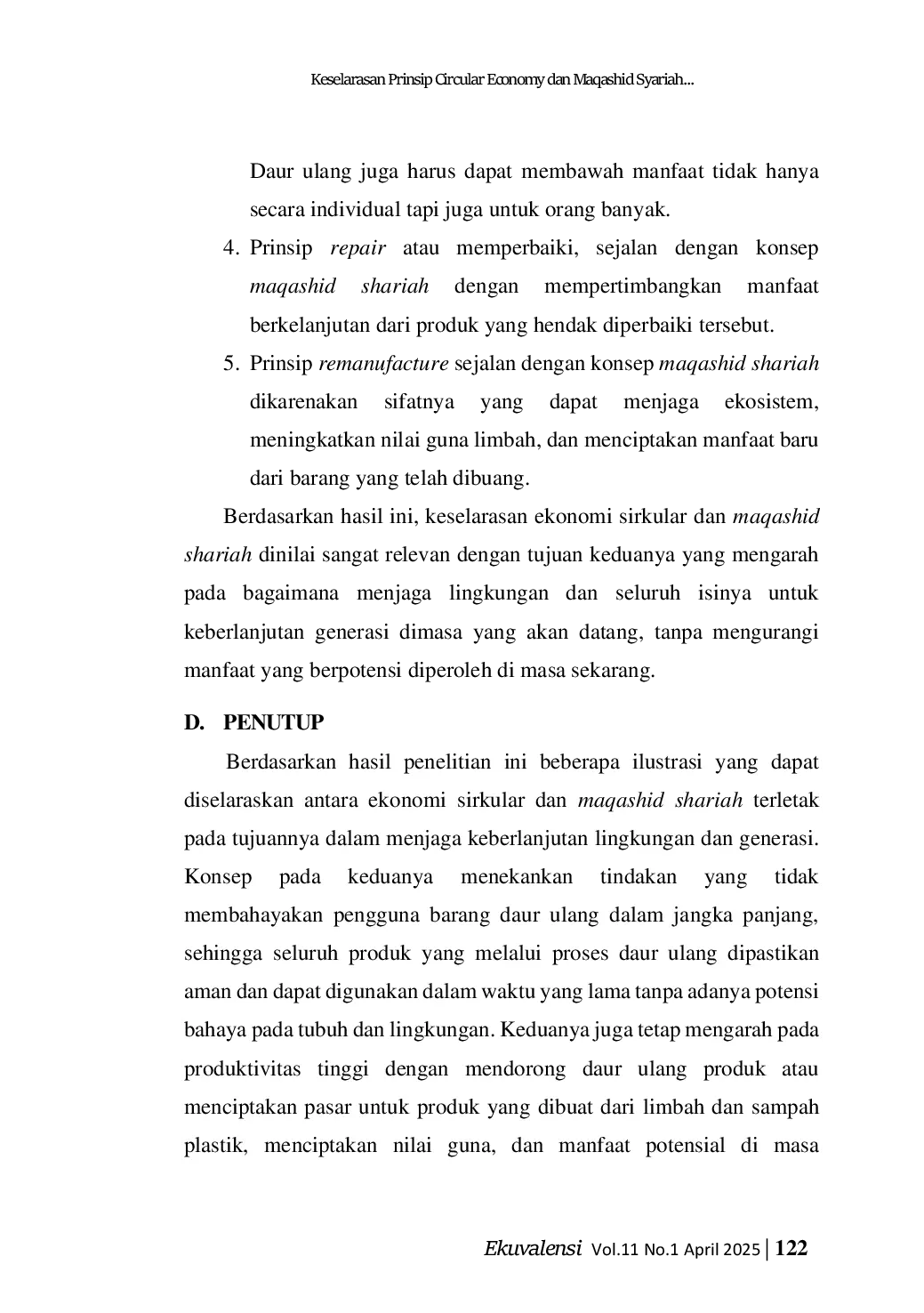 JURIS Keselarasan Prinsip Circular Economy dan Maqashid Syariah Dalam Produksi dan Penjualan Produk Hasil Daur Ulang
