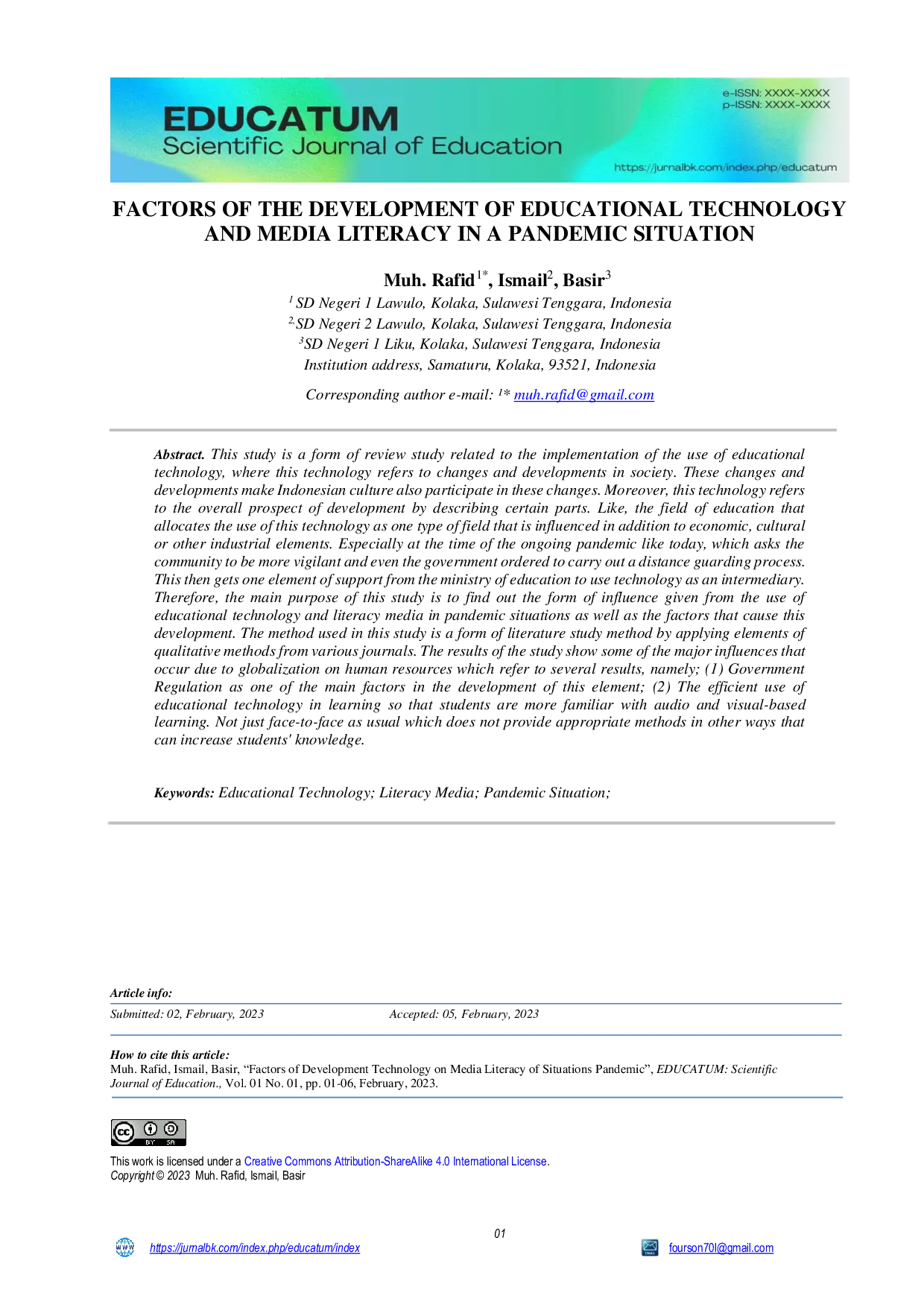 JURIS Factors of The Development of Educational Technology and Media Literacy in a Pandemic Situation