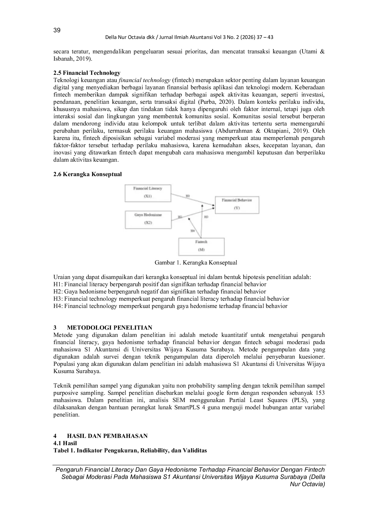 JURIS Pengaruh Financial Literacy dan Gaya Hedonisme terhadap Financial Behavior dengan Fintech sebagai Moderasi pada Mahasiswa S1 Akuntansi Universitas Wijaya Kusuma Surabaya