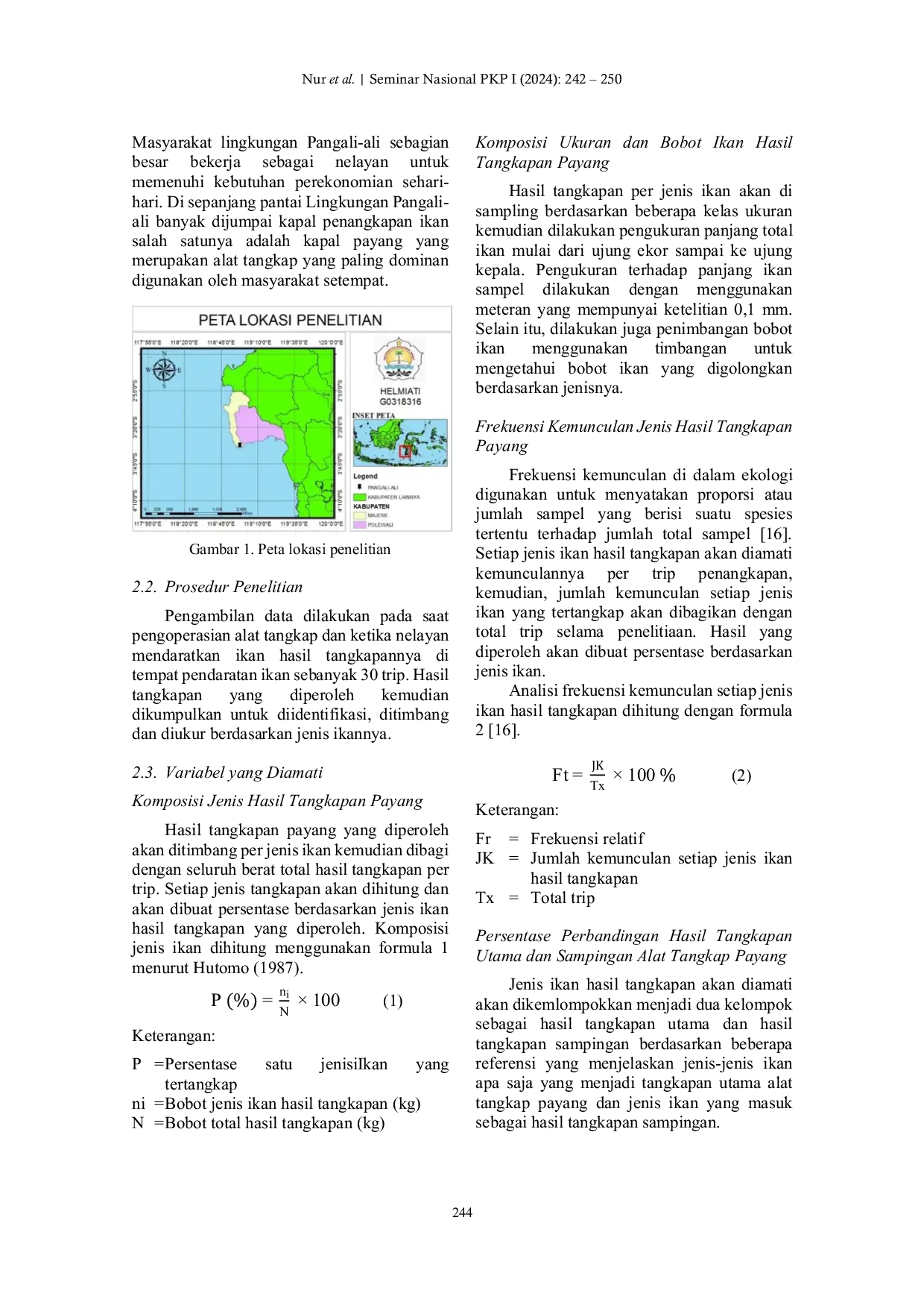 JURIS Analisis Komposisi Jenis Hasil Tangkapan Payang yang Didaratkan di Pangali Ali Kabupaten Majene Sulawesi Barat