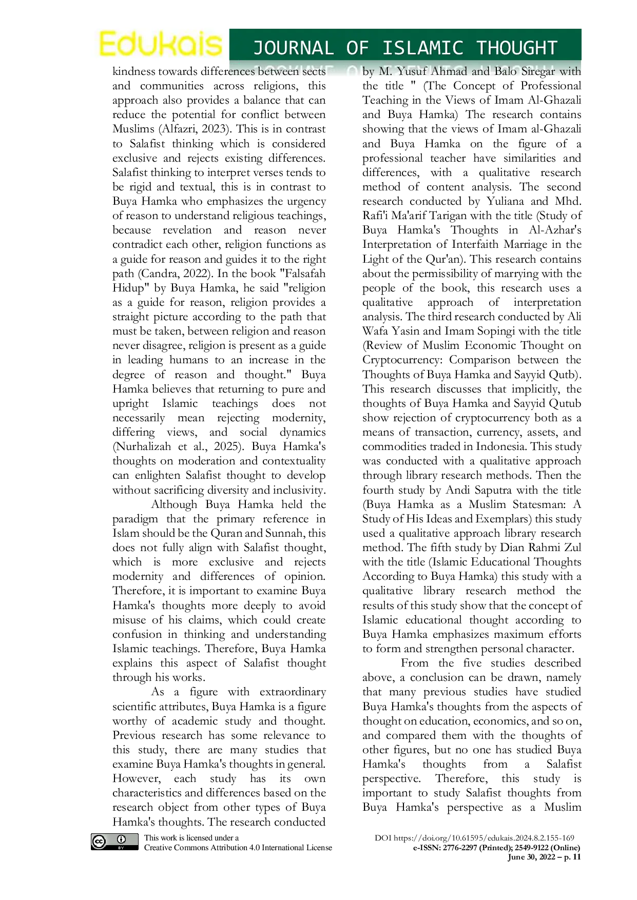 JURIS The Thought of Salafism in the Perspective of Buya Hamka A Study of His Works and Views