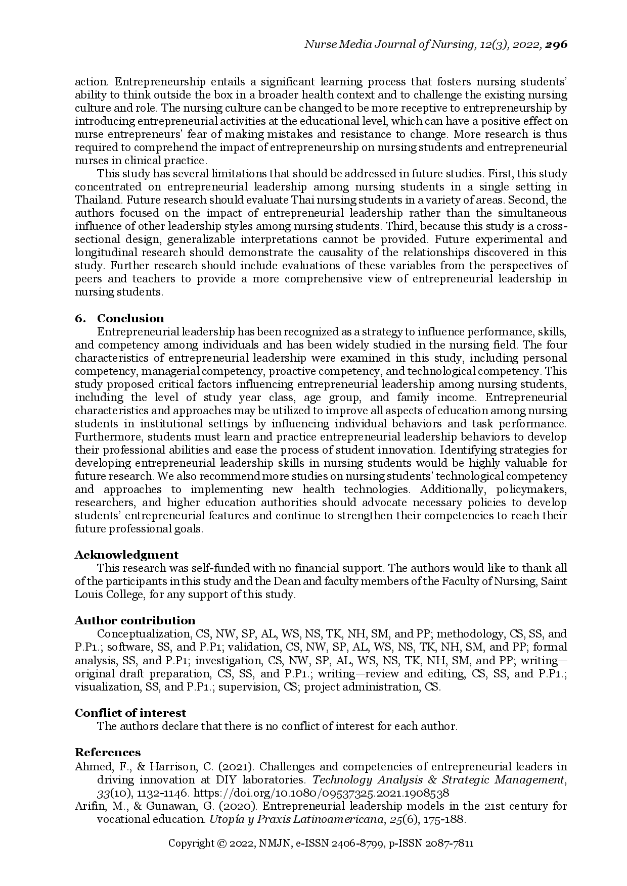 juris Assessment Of Entrepreneurial Leadership Among Undergraduate Nursing Students The Case From Thailand