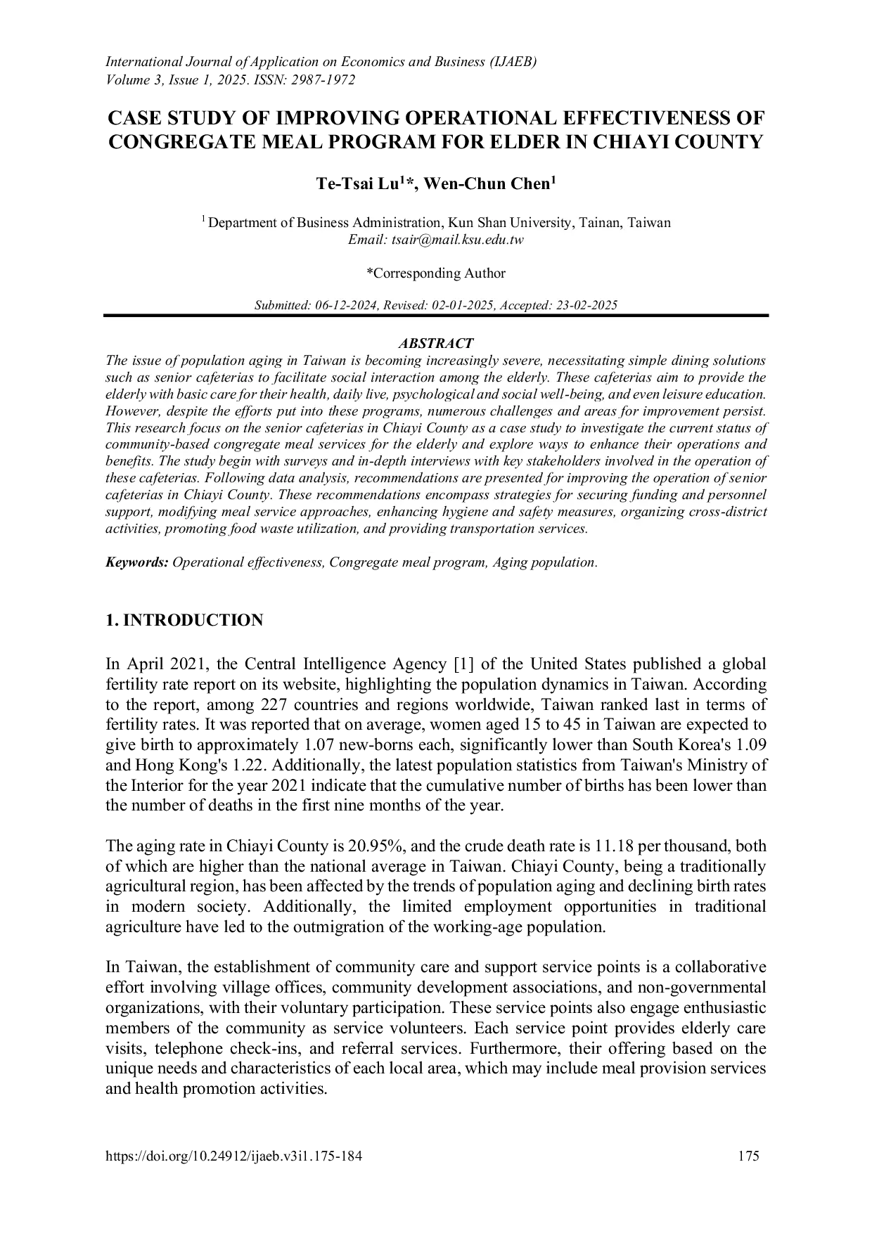 JURIS Studi Kasus Peningkatan Efektivitas Operasional Program Makanan Kongregat untuk Lansia di Kabupaten Chiayi