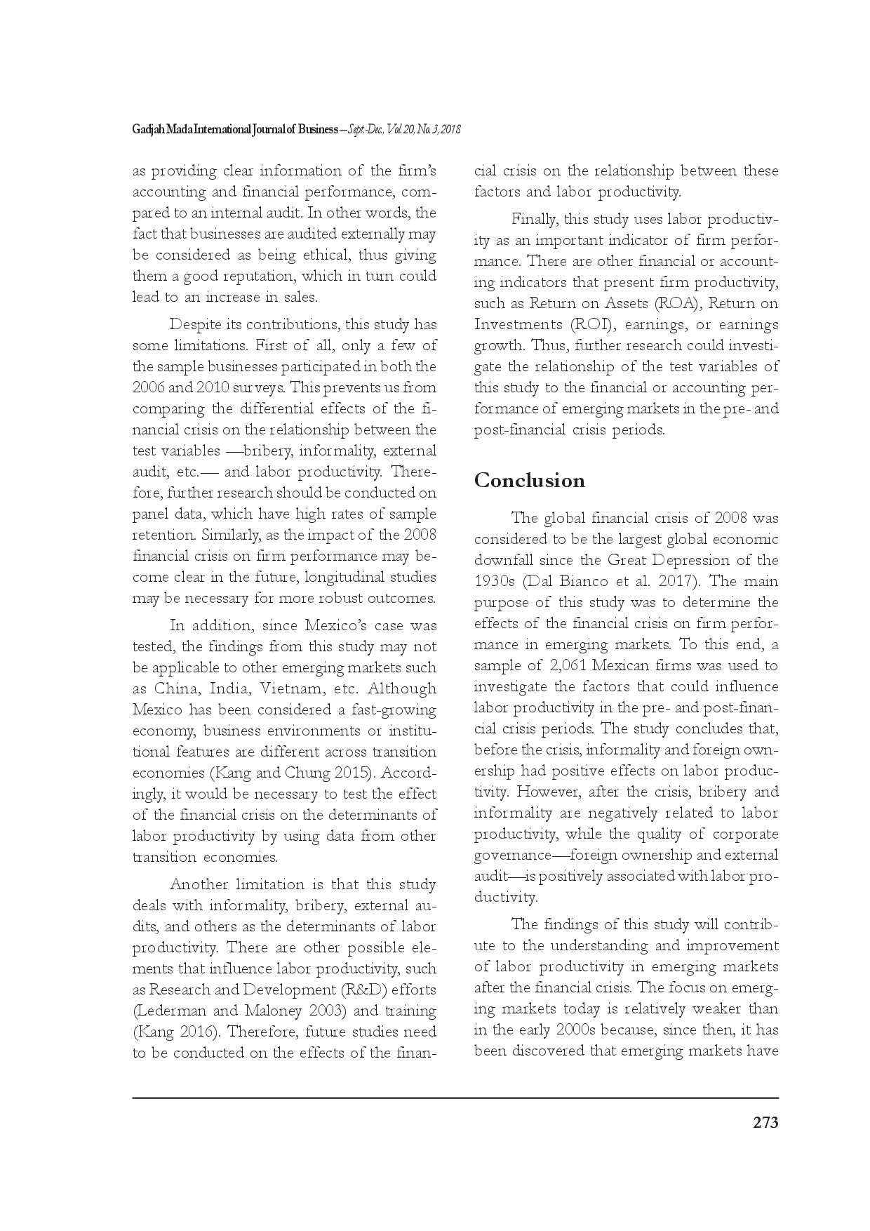 juris Determinants of Labor Productivity in Emerging Markets Evidence from Pre and Post Financial Crisis Mexico