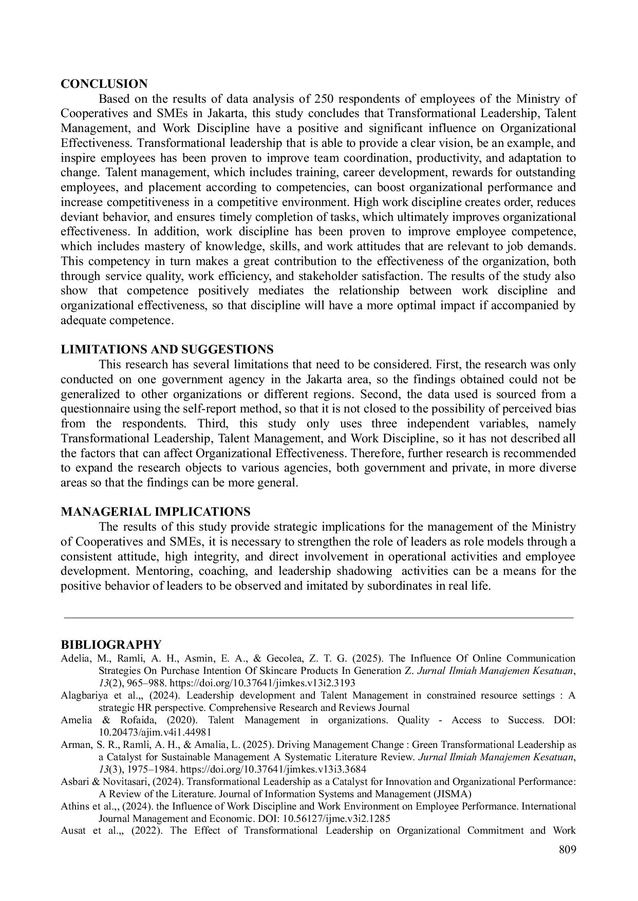 JURIS Pengaruh Kepemimpinan Transformasional Manajemen Talenta dan Disiplin Kerja Terhadap Efektivitas Organisasi Melalui Kompetensi