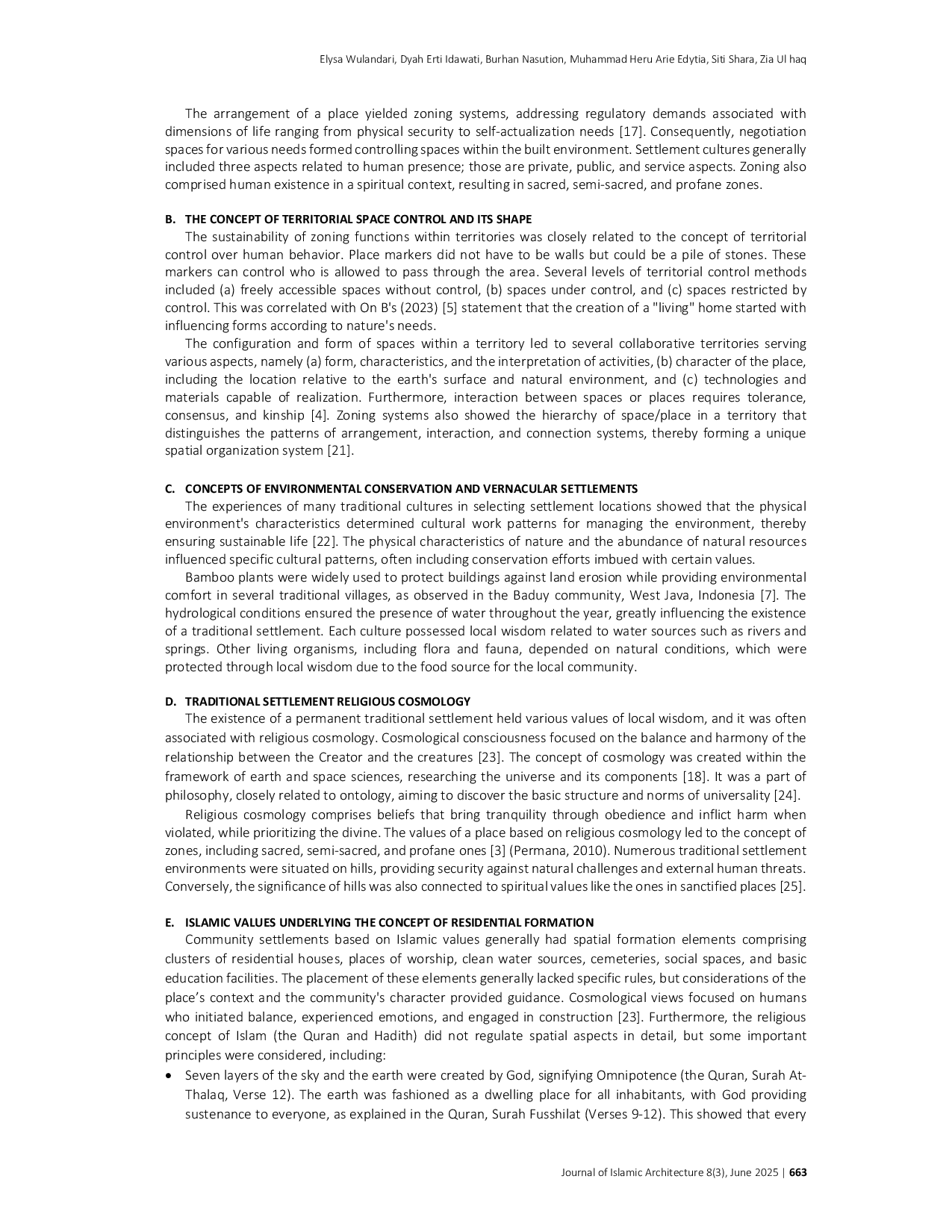 JURIS Examining the Concept of Protection Defence and Islamic Religious Cosmology in Vernacular Village Patterns in Gayo Highlands Aceh