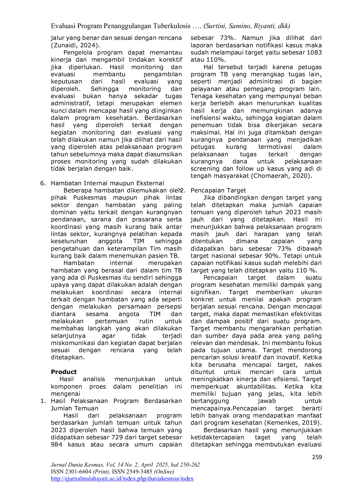 JURIS Evaluasi Program Penanggulangan Tuberkulosis dalam Penemuan Penderita Tuberkulosis