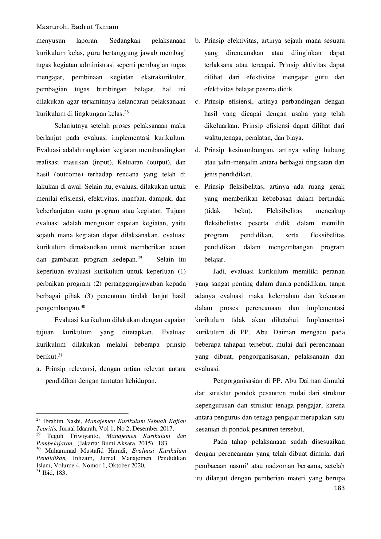 JURIS Manajemen Kurikulum Program Takhassus di Pondok Pesantren Abu Daiman Sumber Papan II Larangan Badung Palengaan Pamekasan