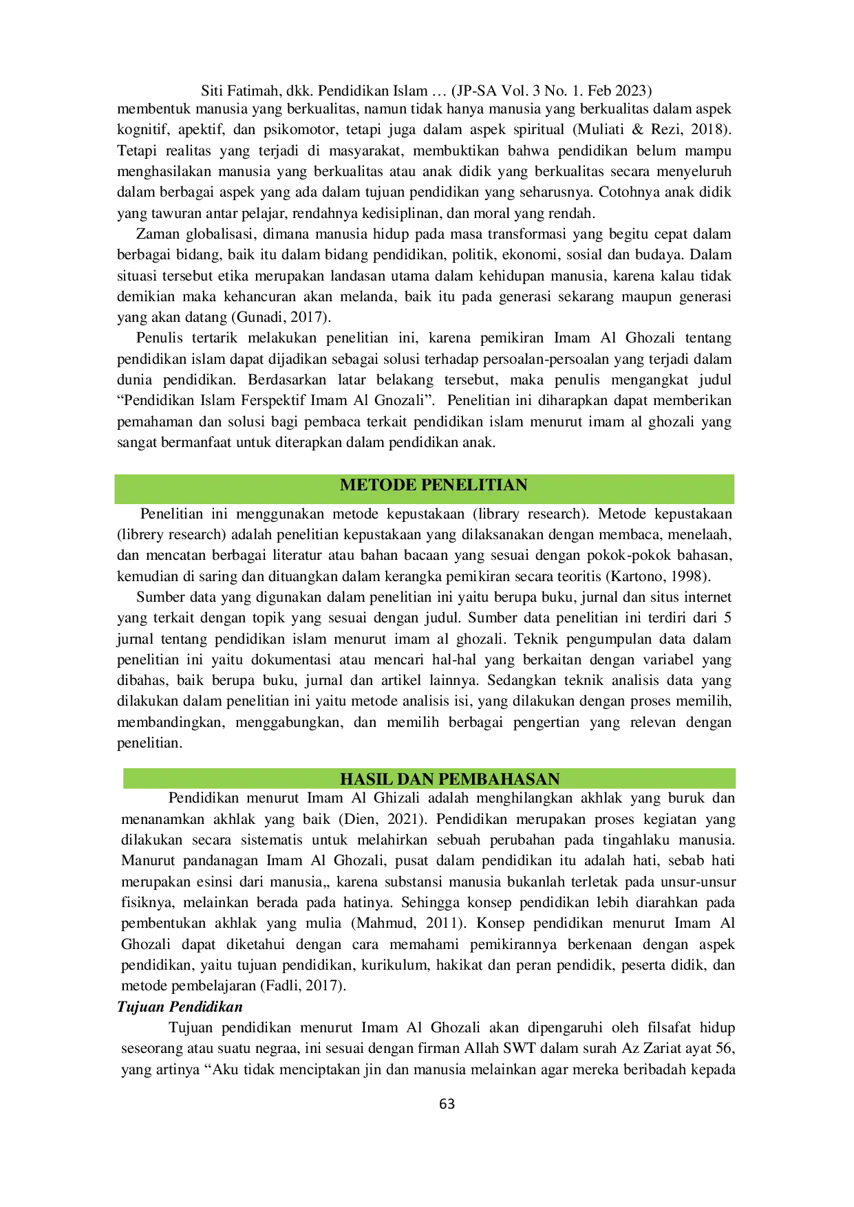 JURIS Pendidikan Islam Ferspektif Imam Al Ghozali