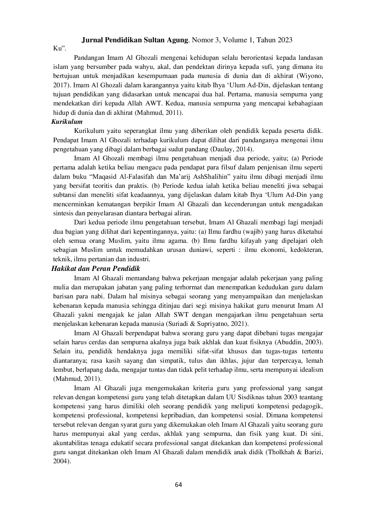 JURIS Pendidikan Islam Ferspektif Imam Al Ghozali