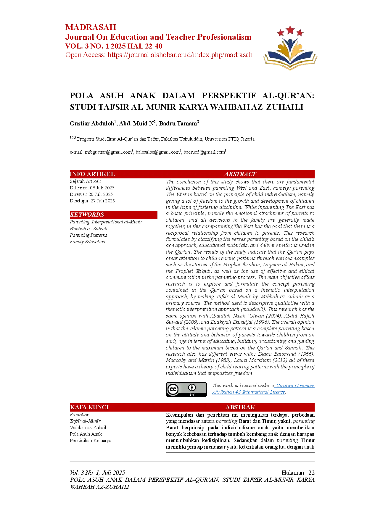 juris Pola Asuh Anak Dalam Perspektif Al Qur an Studi Tafsir Al Munir Karya Wahbah Az Zuhaili