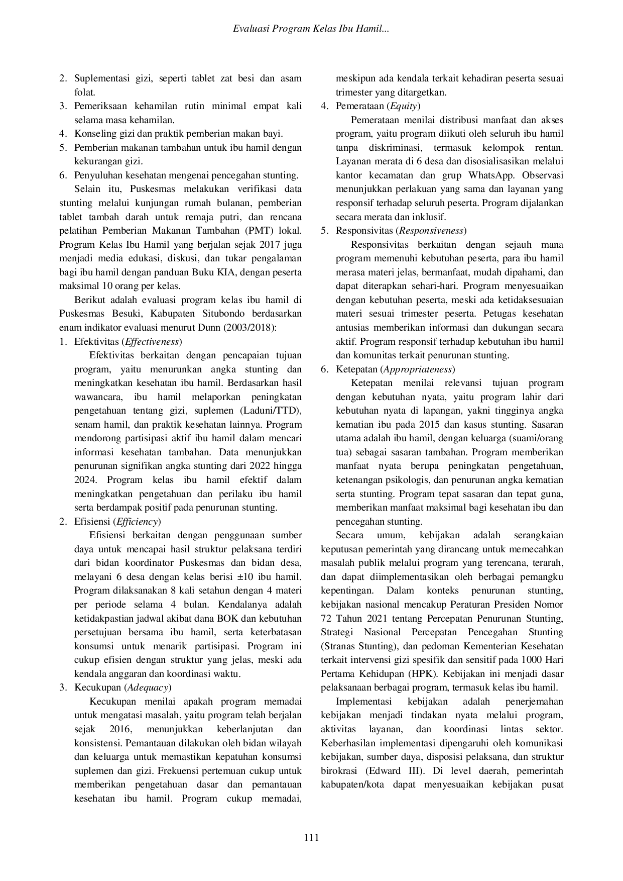 JURIS Evaluasi Program Kelas Ibu Hamil Sebagai Upaya Percepatan Penurunan Stunting Di Puskesmas Besuki Kabupaten Situbondo Pada Tahun 2023