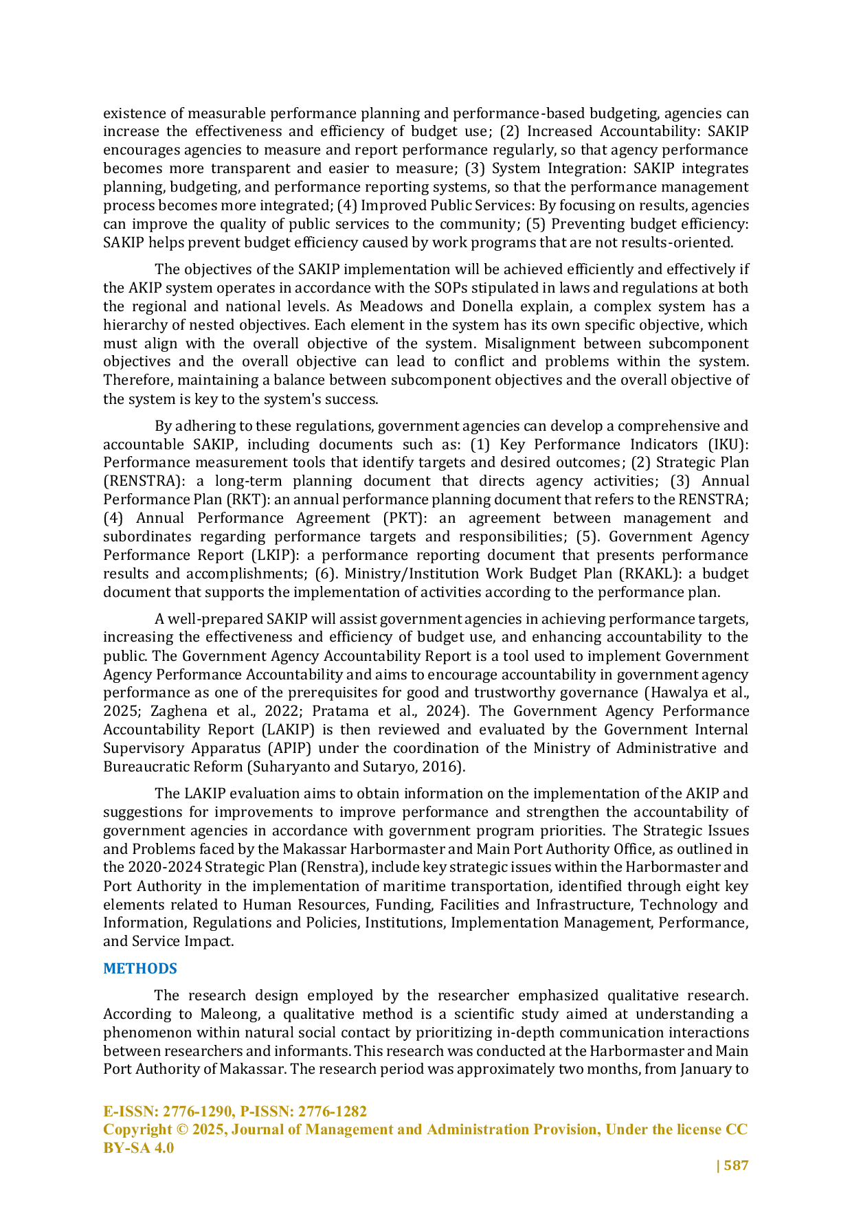 JURIS Implementation of the Government Performance Accountability System SAKIP at Makassar Port Authority